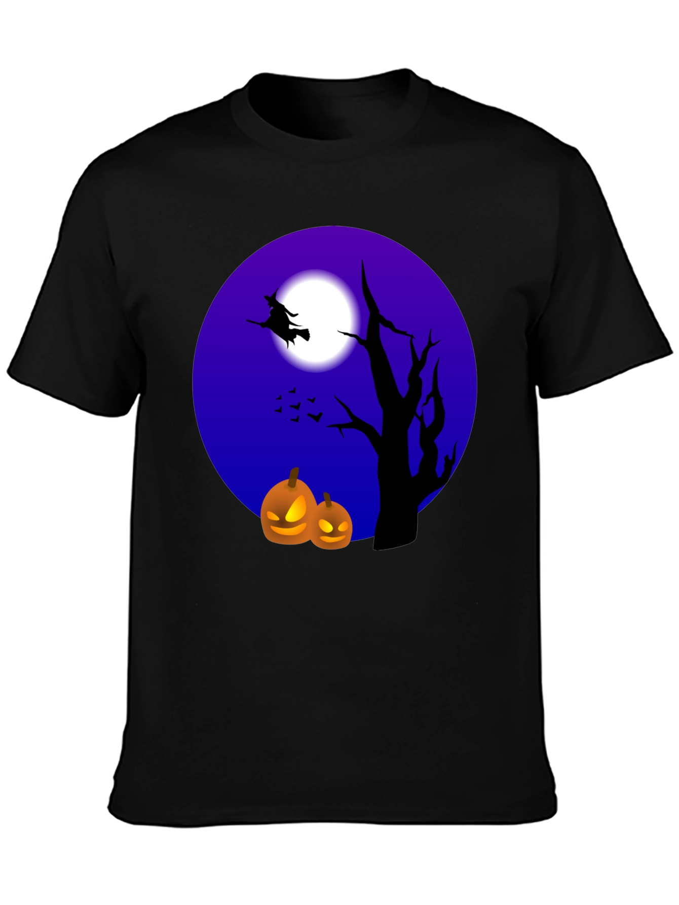 Black Halloween Witch and Pumpkin T-Shirt view 3