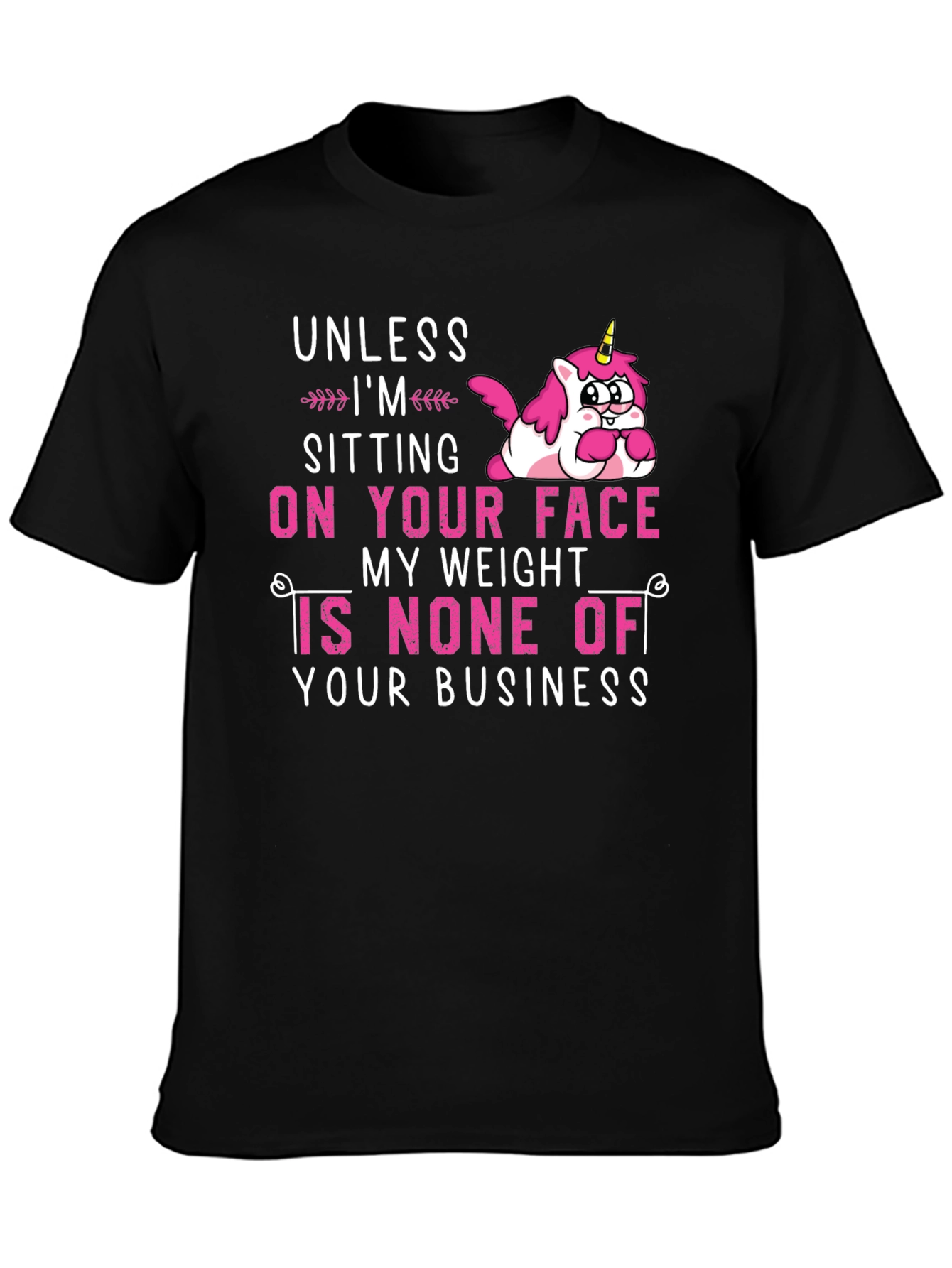 Black Unicorn Graphic T-Shirt: My Weight is None of Your Business view 3