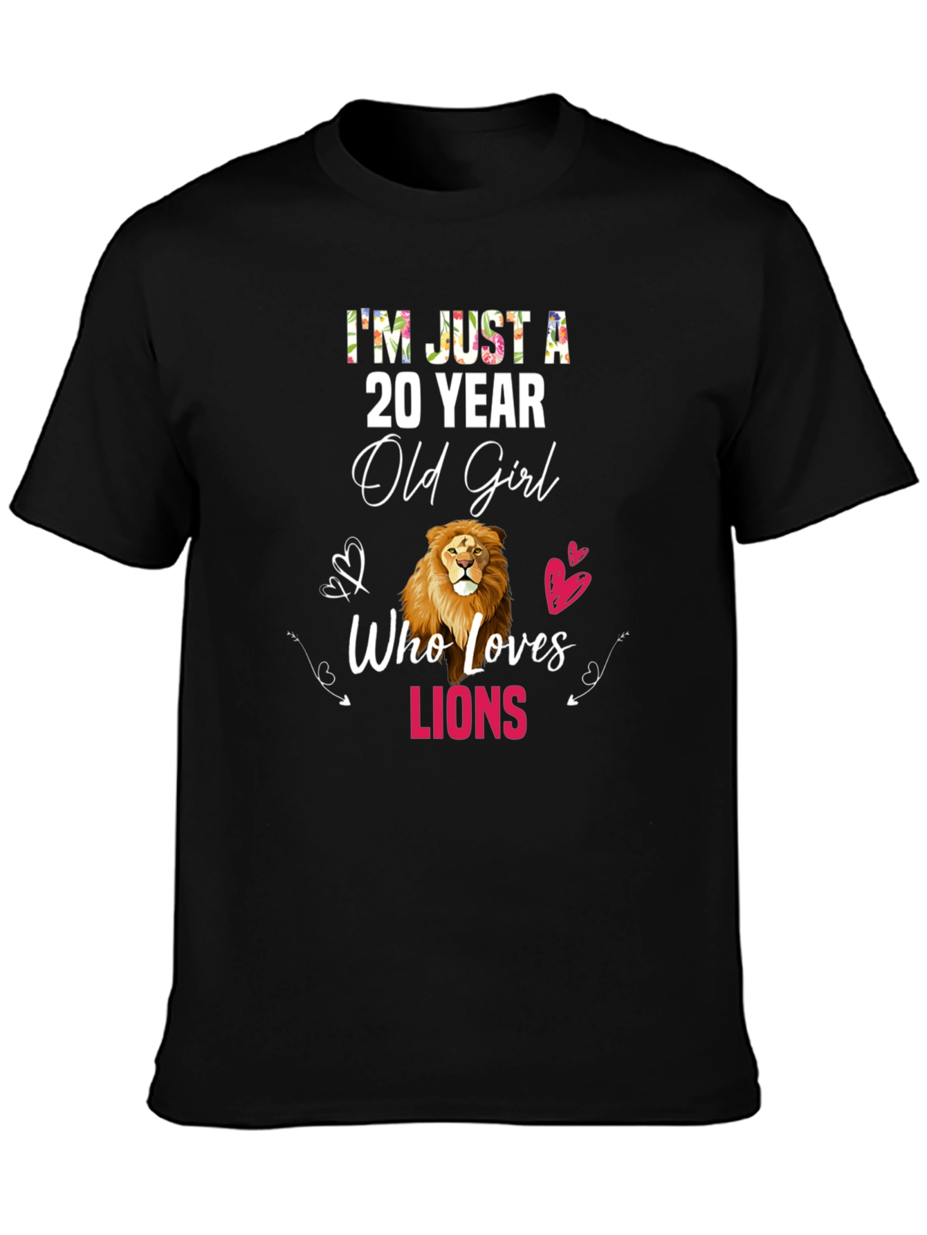 Black 20 Year Old Girl Lion Lover T-Shirt view 3