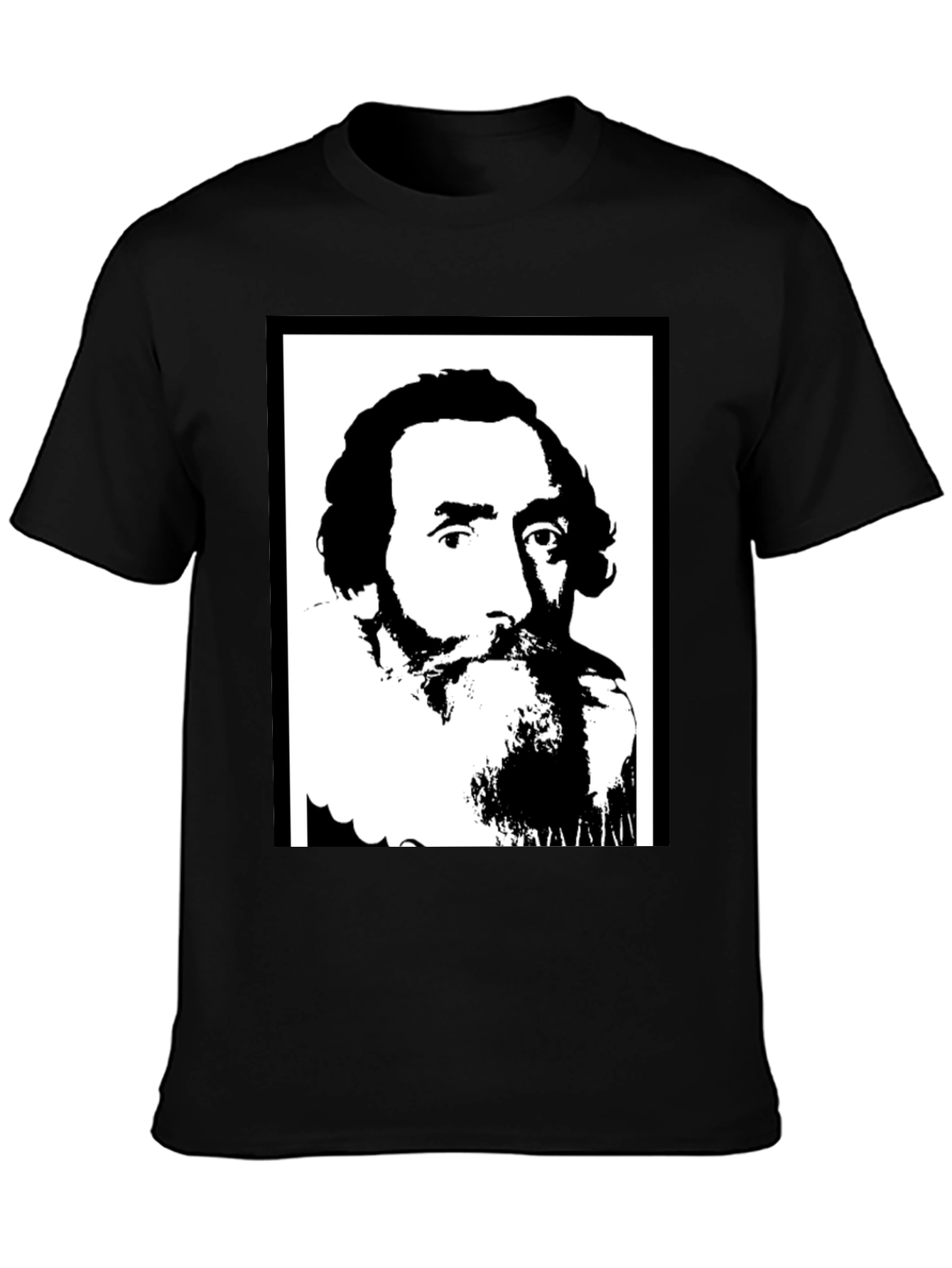 Black Vintage Portrait Graphic Black T-Shirt view 3