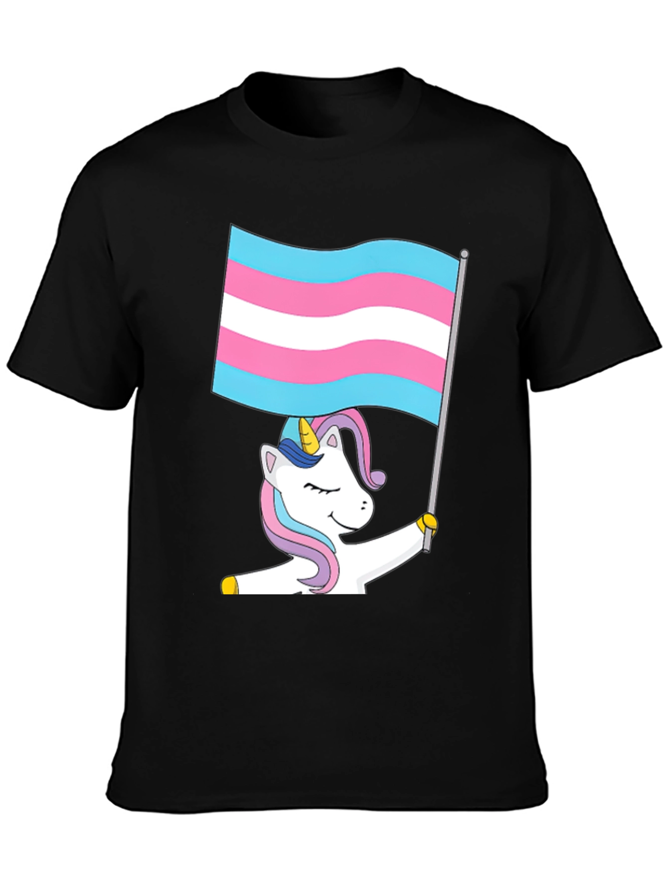 Black Transgender Unicorn Flag T-Shirt view 3