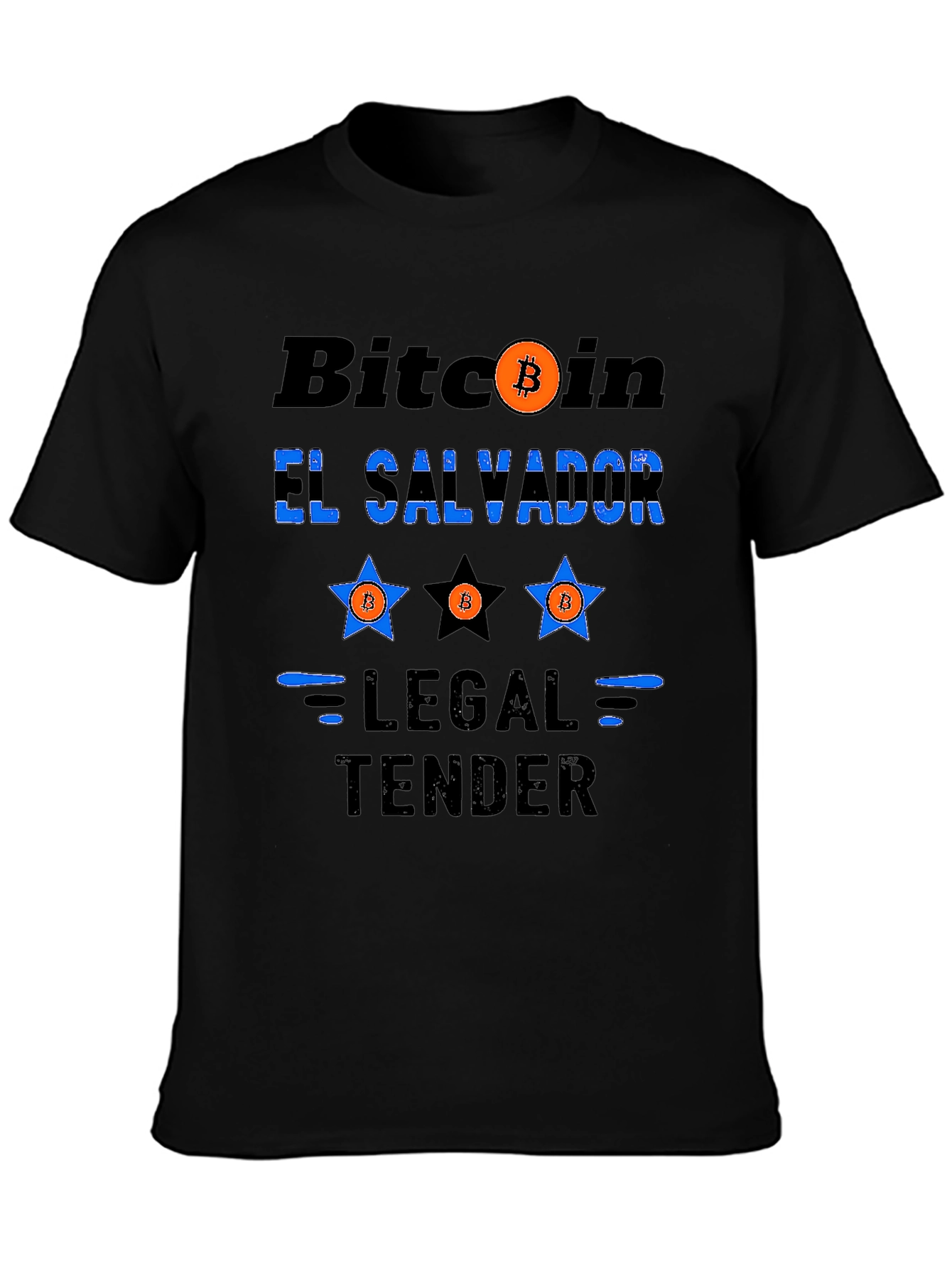 Black Bitcoin El Salvador Legal Tender Graphic T-Shirt view 3