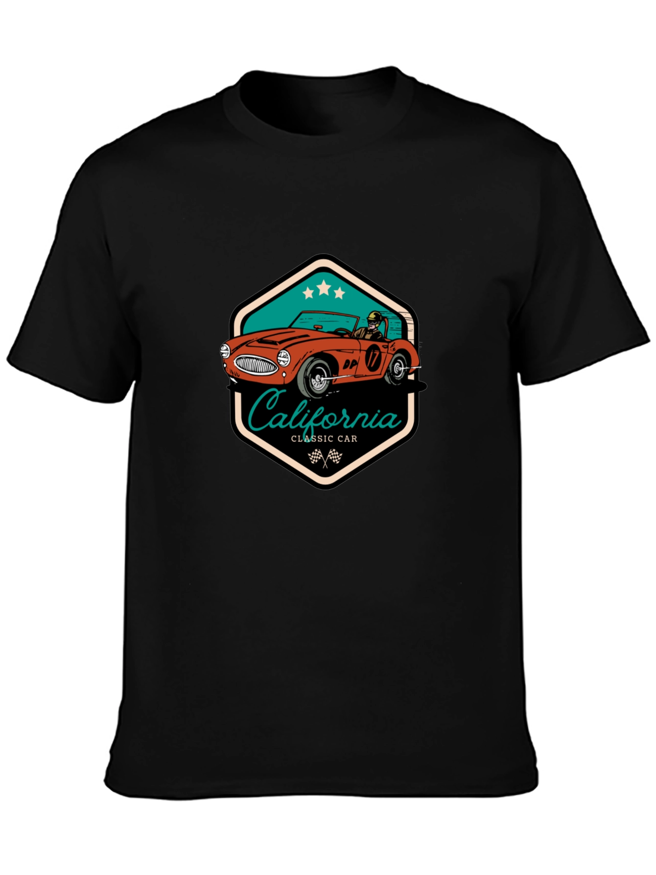 Black Classic Car California T-Shirt view 3