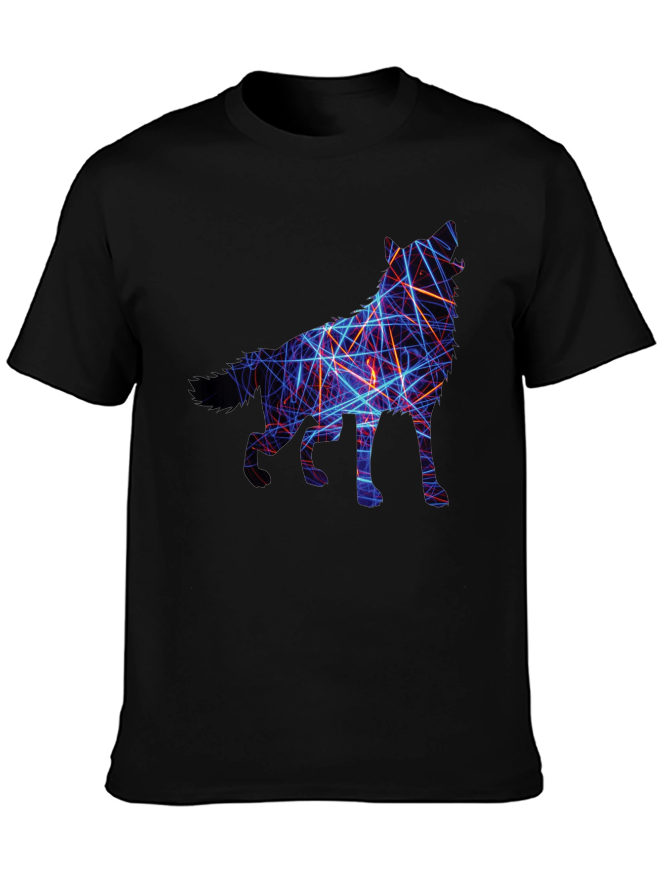 Black Abstract Wolf Graphic Tee - Black view 3