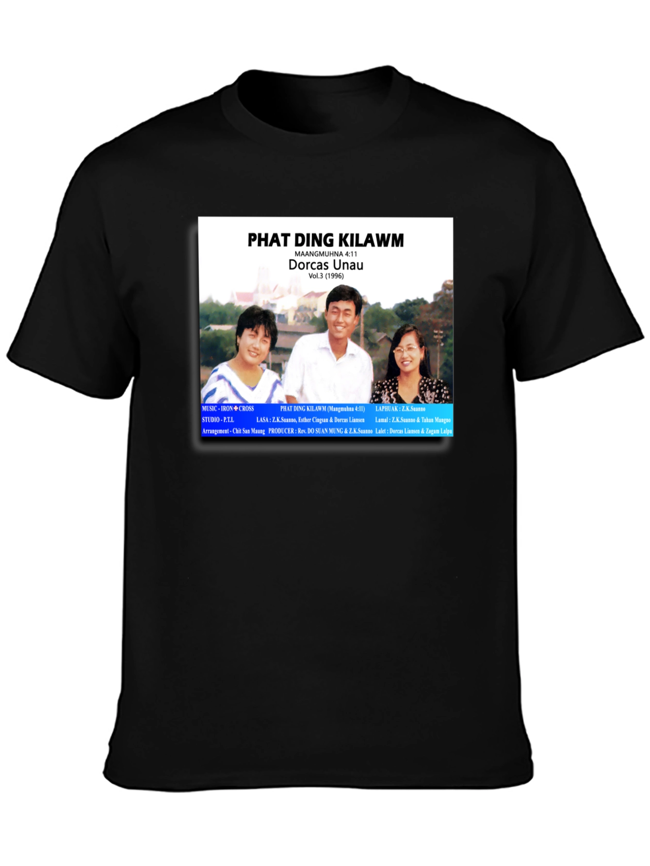 Black Vintage Phat Ding Kilawm Music Album T-Shirt view 3
