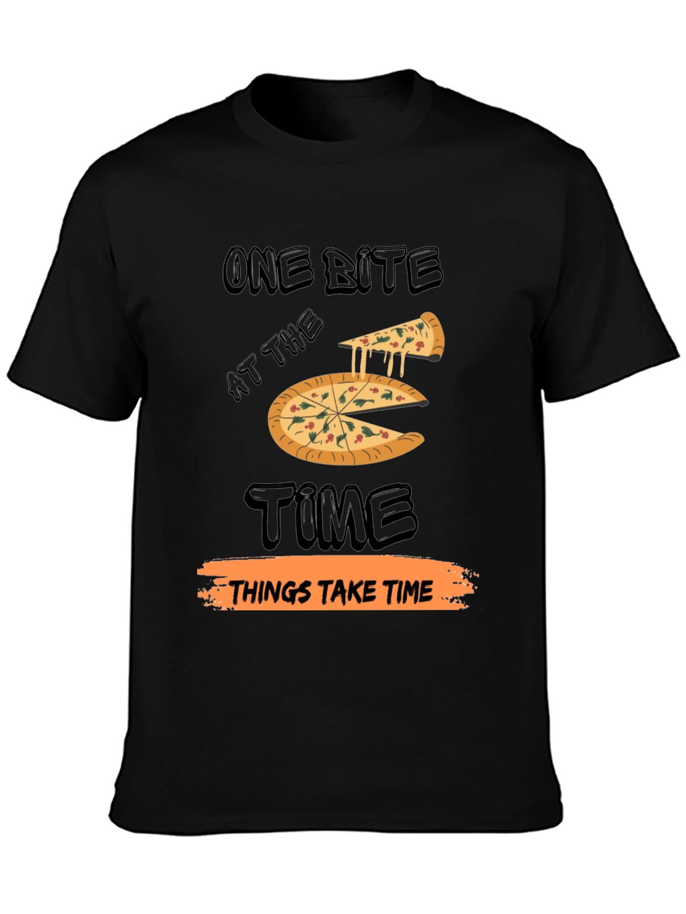 Black One Bite Pizza T-Shirt view 3