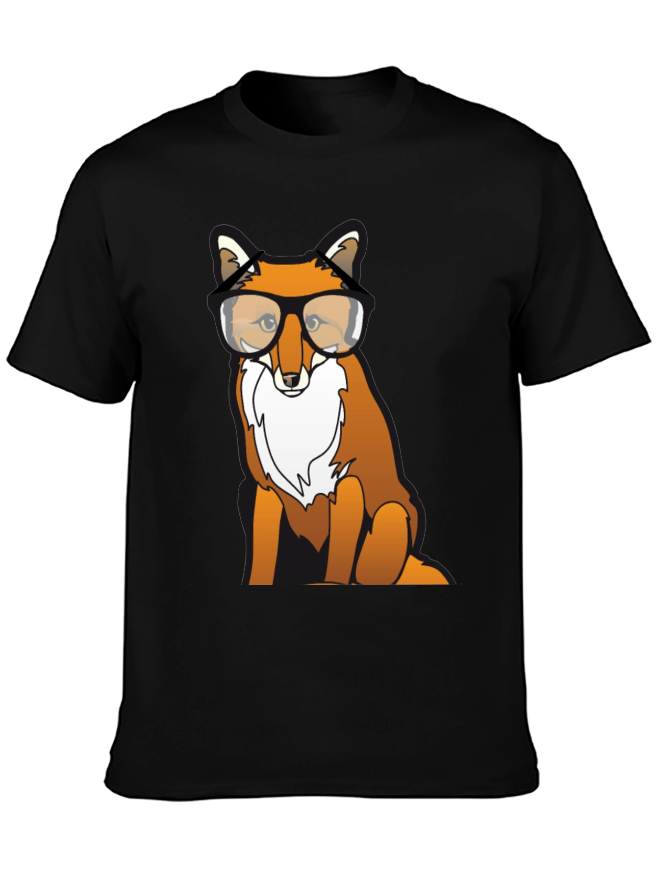 Black Fox with Glasses Graphic T-Shirt view 3