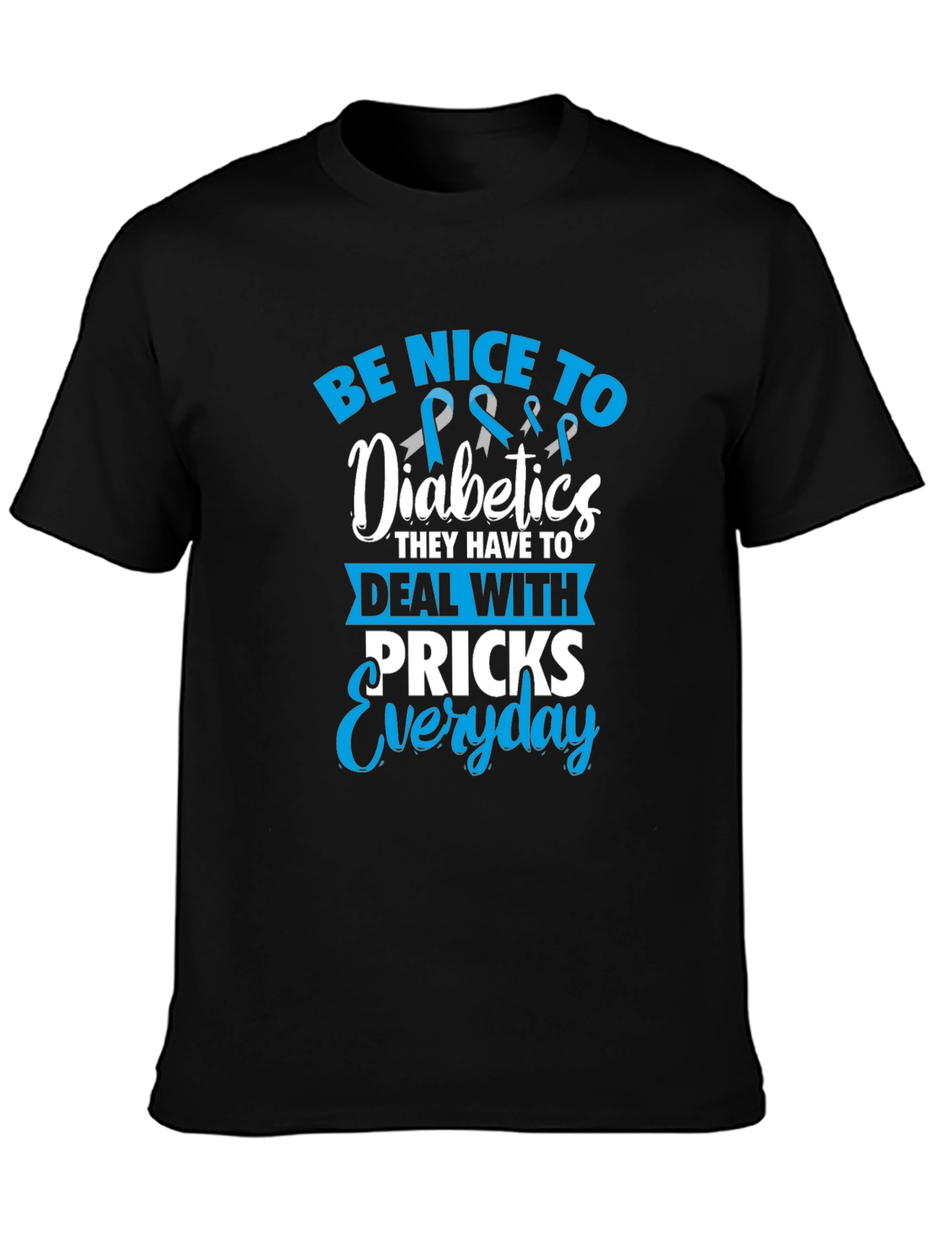 Black Be Nice To Diabetics Graphic T-Shirt view 3
