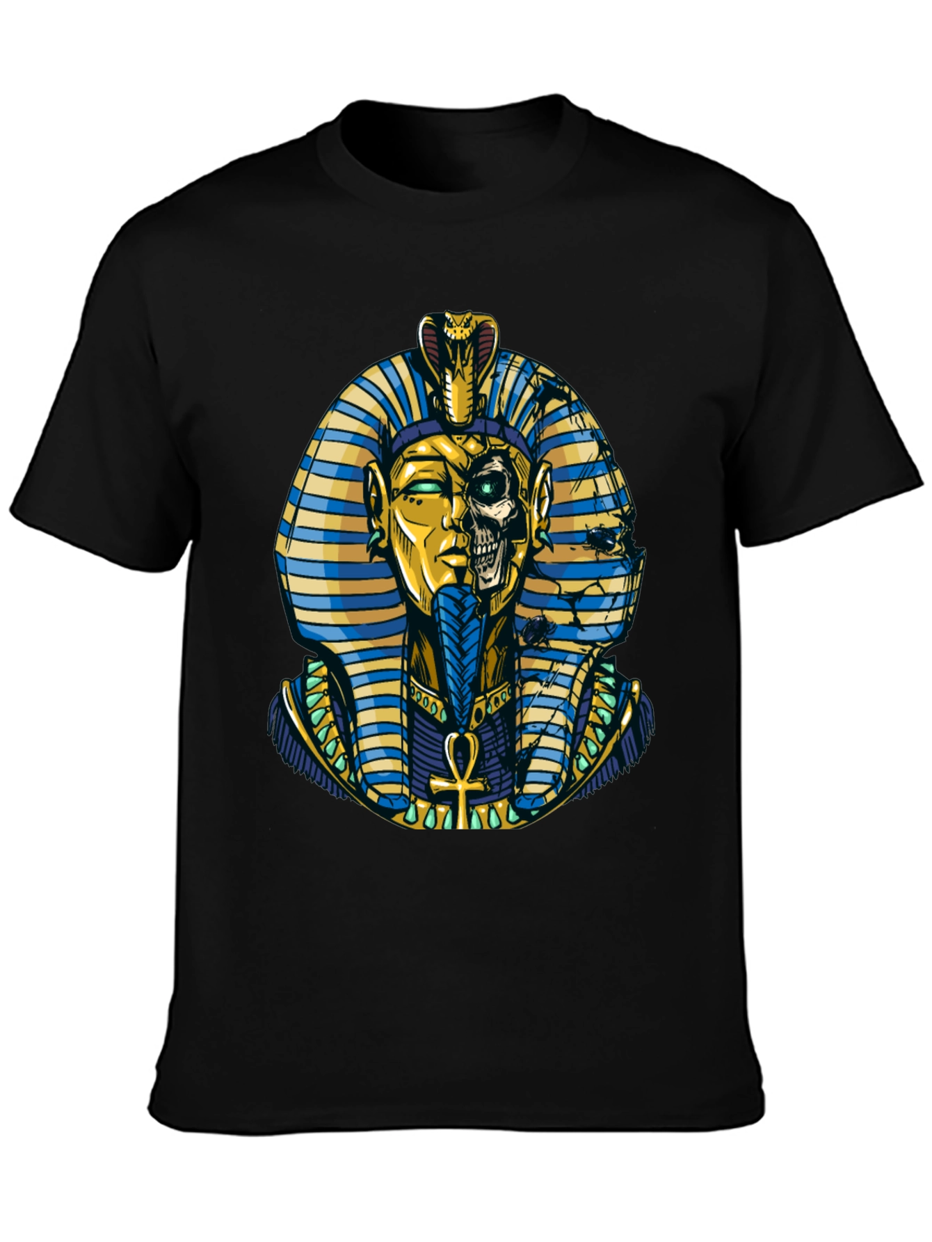 Black Pharaoh Skull Graphic Print Tee view 3