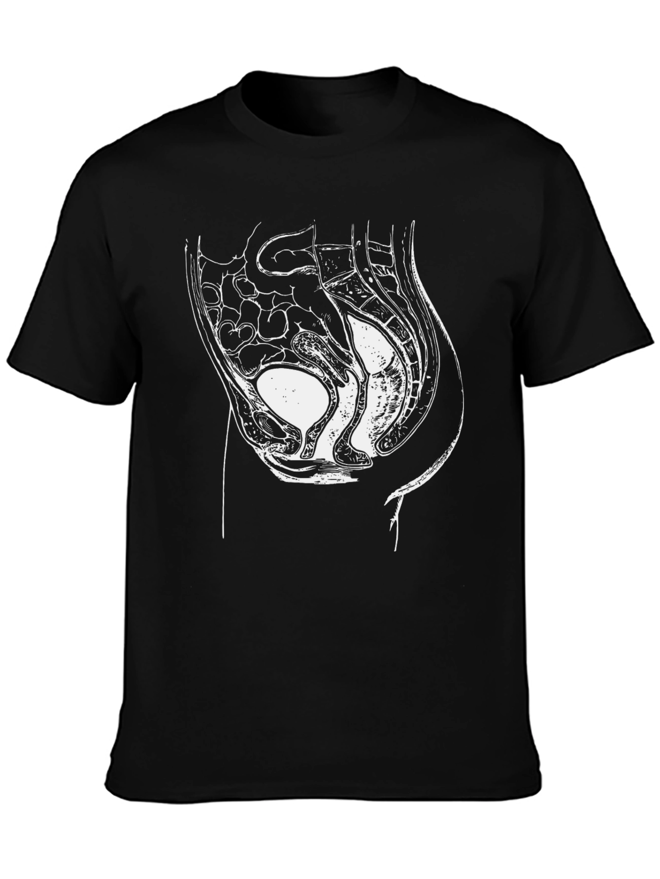 Black Anatomical Reproductive System Unisex T-Shirt view 3