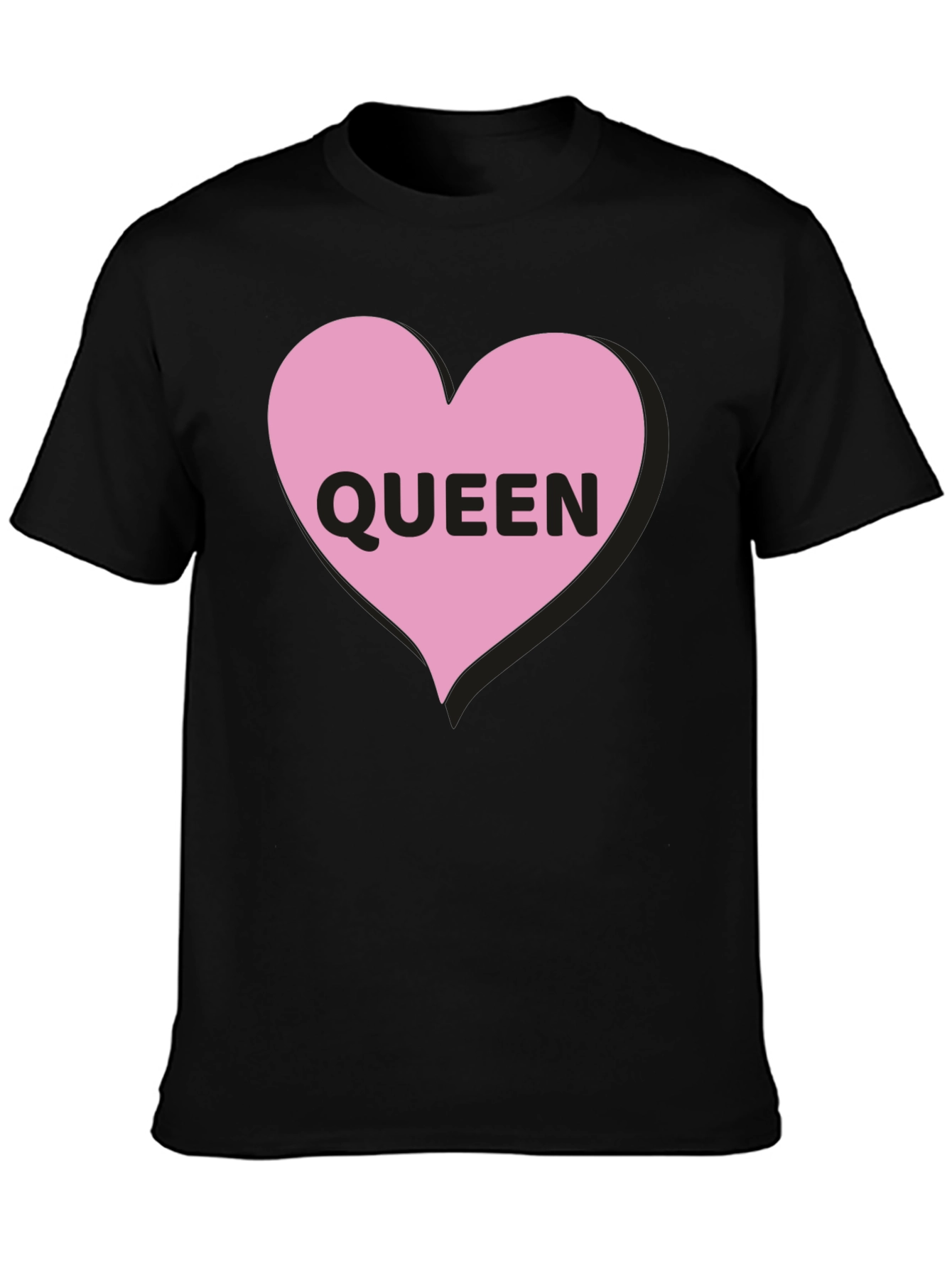 Black Queen Heart Graphic Black T-Shirt view 3