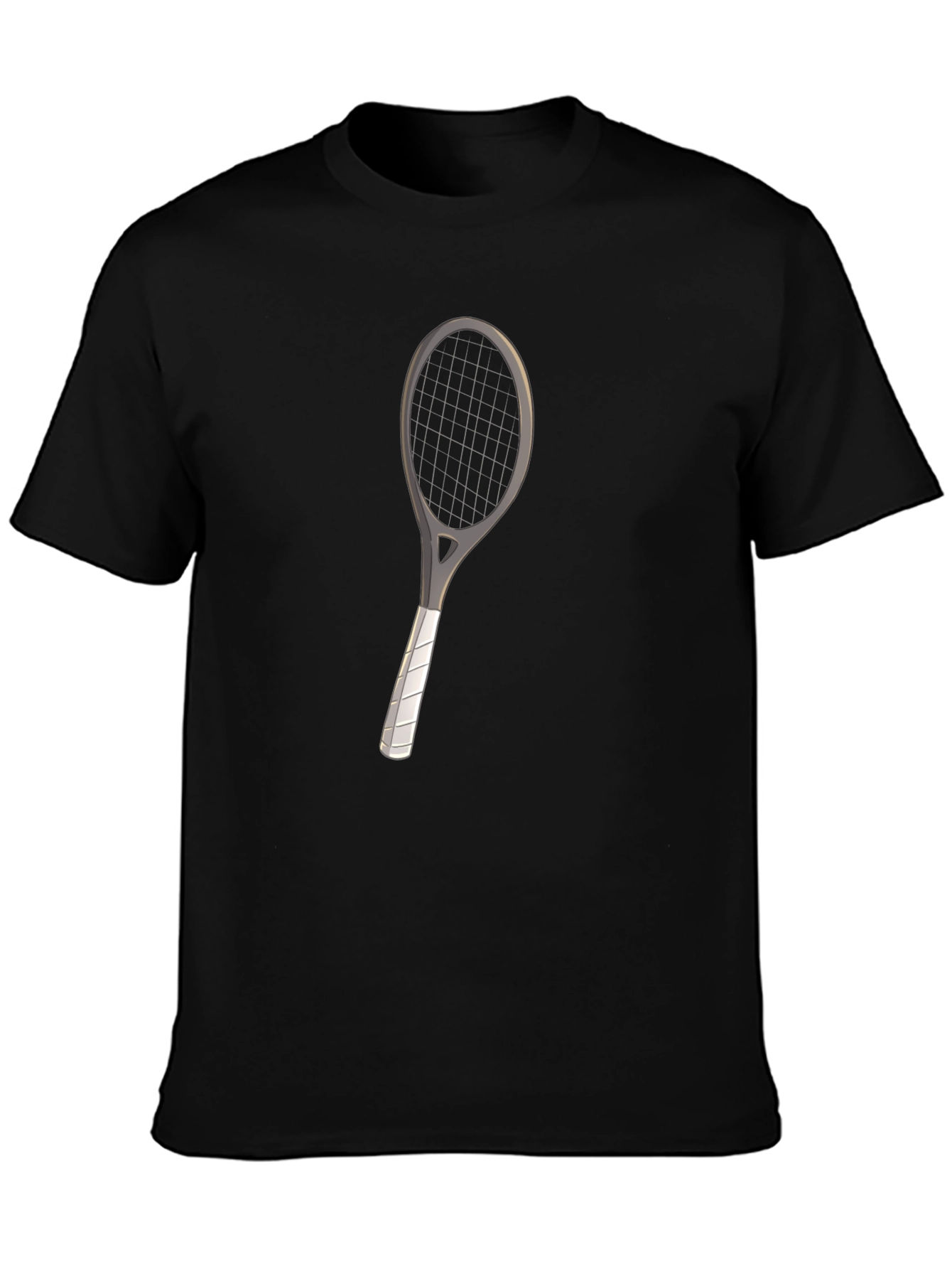Black Tennis Racket Graphic Tee - Black Cotton view 3
