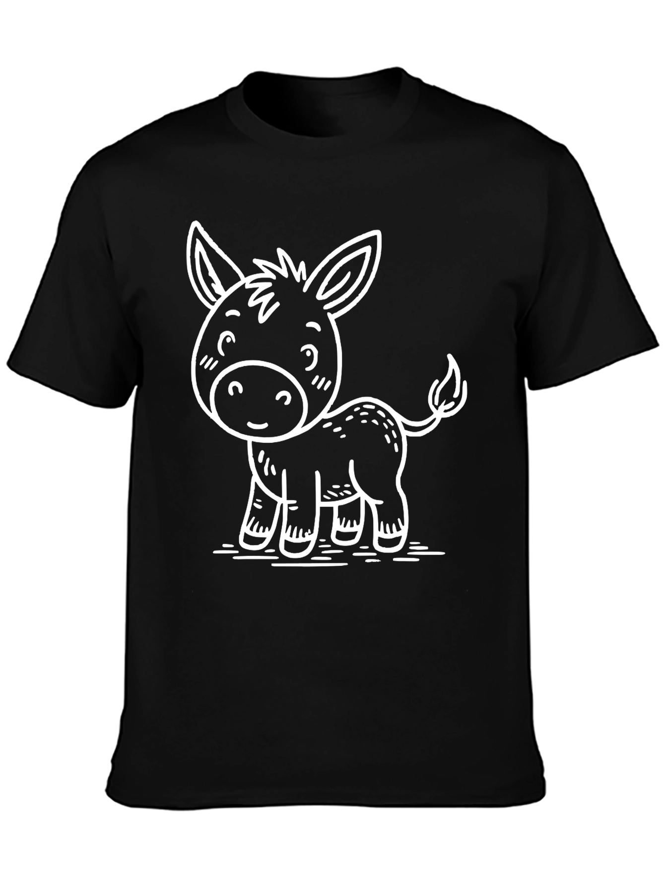 Black Cute Donkey Graphic Tee - Black view 3