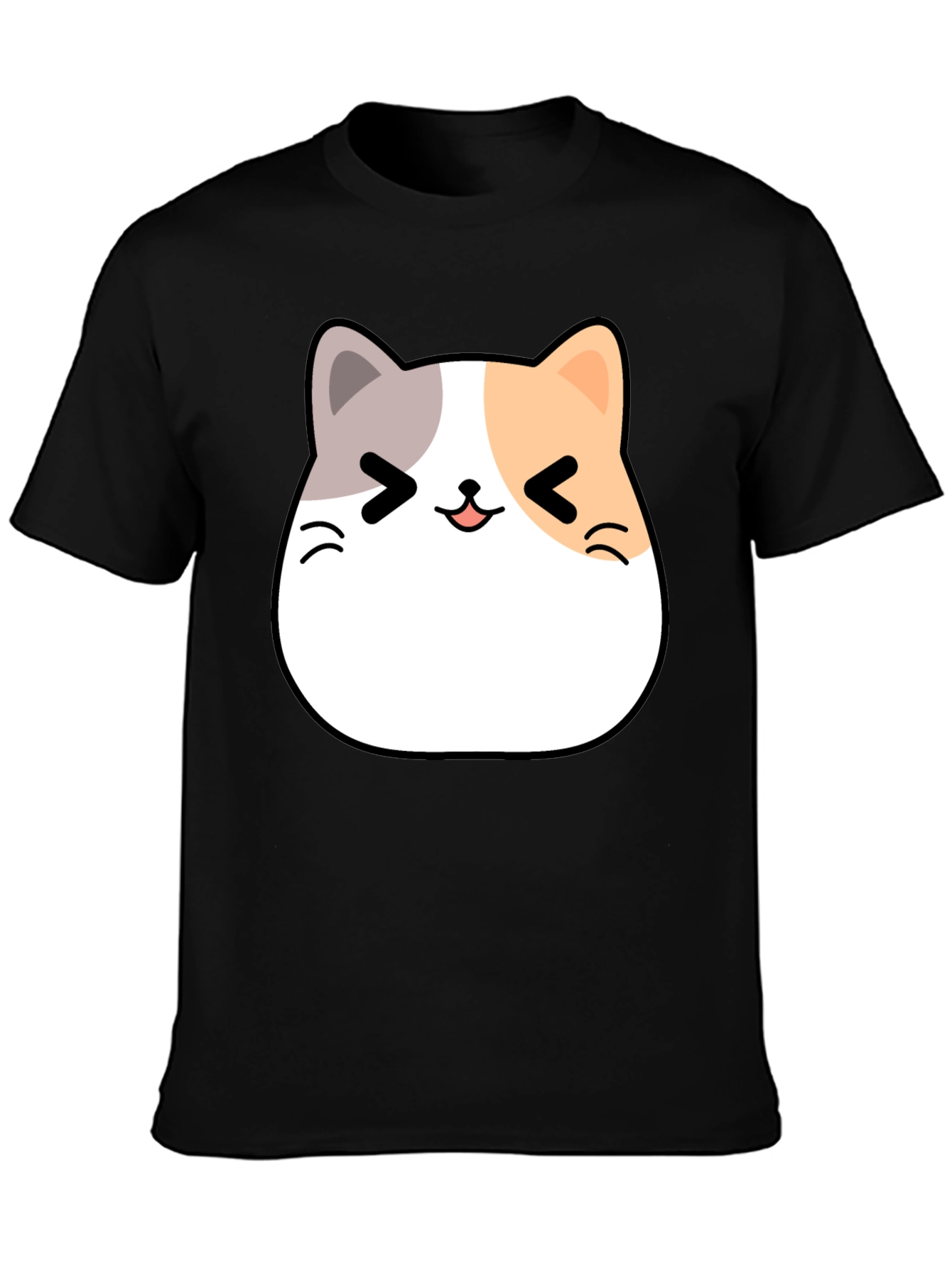Black Kawaii Cat Graphic T-Shirt - Unisex Black Tee view 3