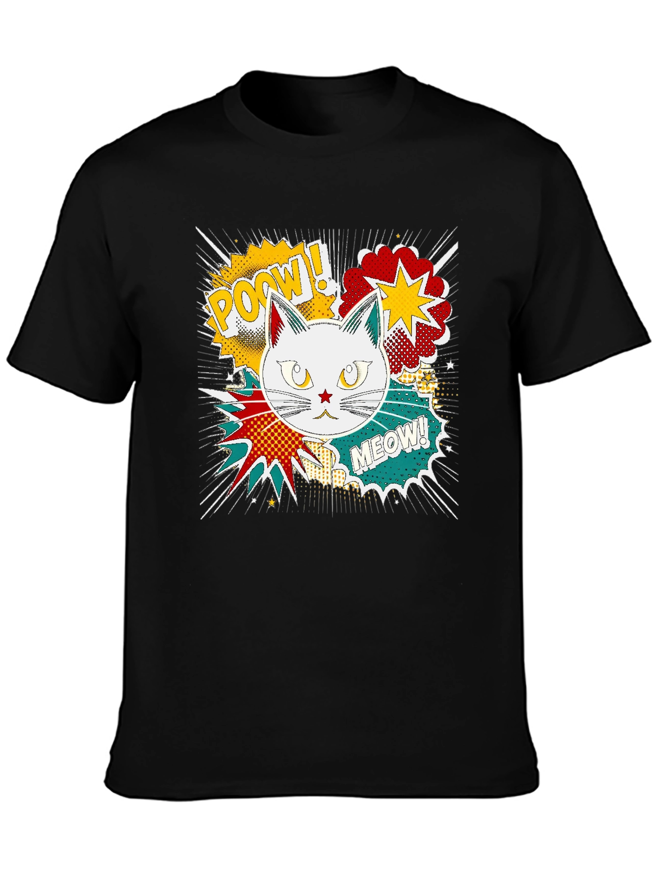 Black Comic Cat T-Shirt - Pow! Meow! view 3