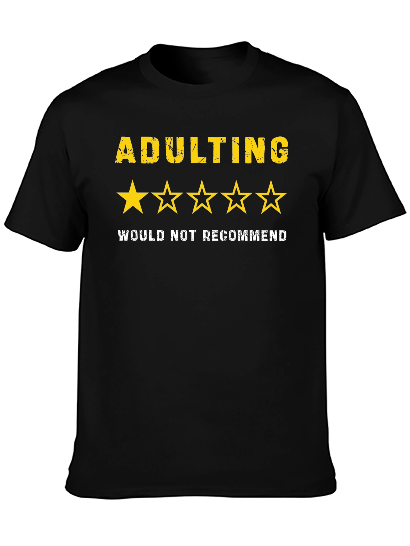 Black Adulting One-Star Tee - Not Recommended Graphic T-Shirt view 3