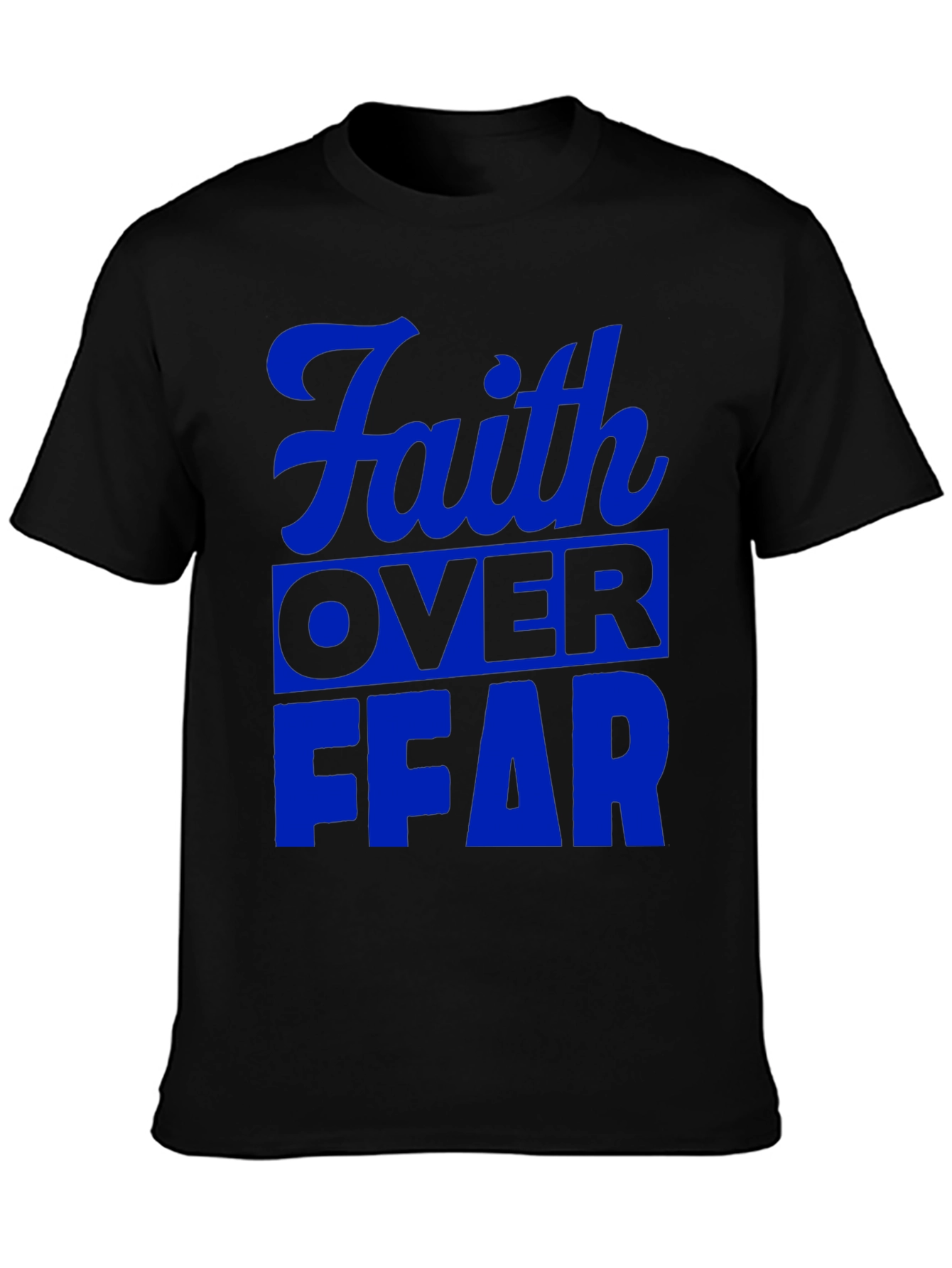 Black Faith Over Fear Graphic T-Shirt - Blue Print view 3