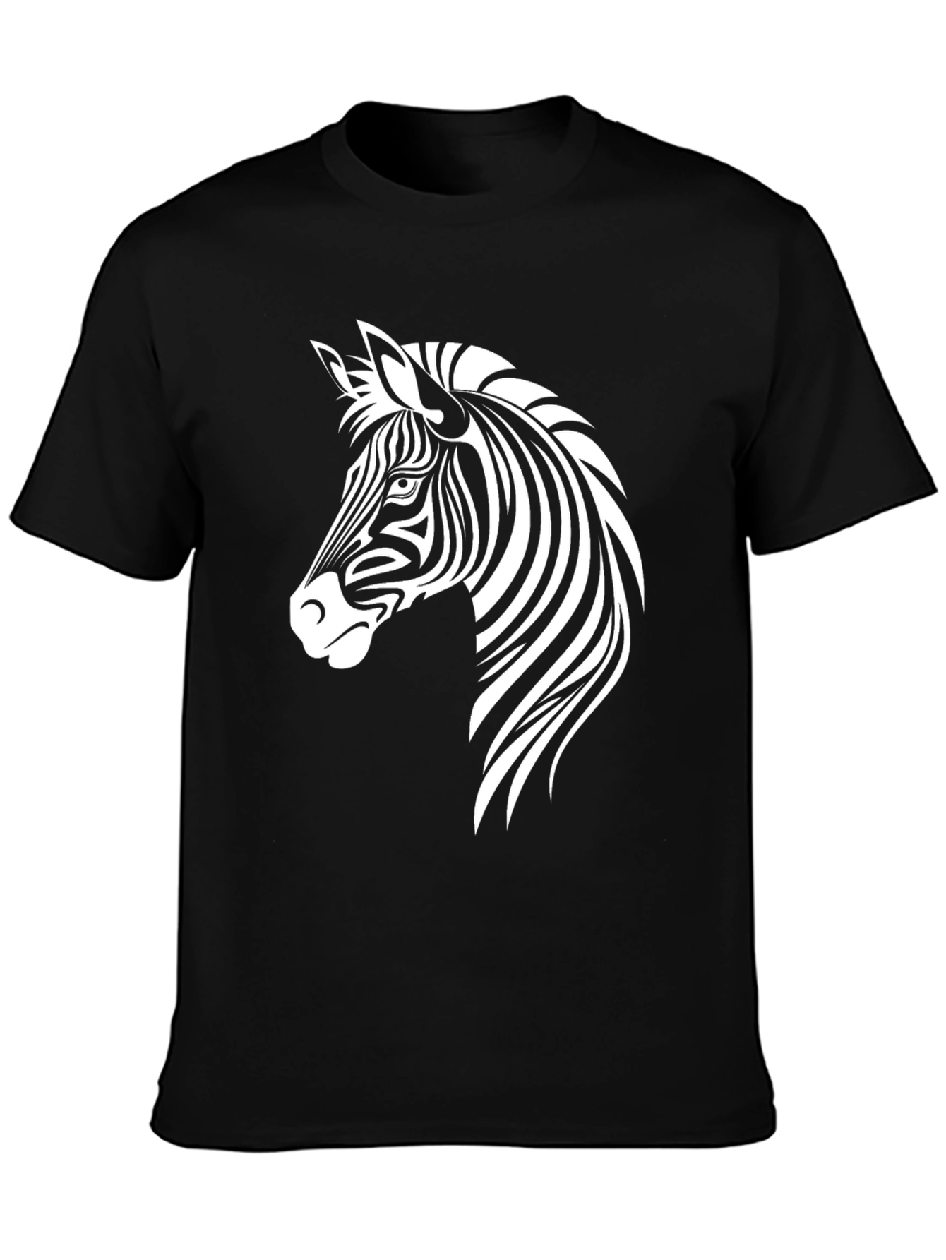 Black Zebra Graphic Black T-Shirt for Men view 3