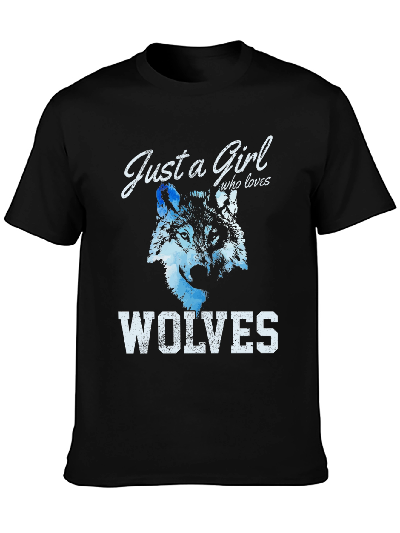 Black Just A Girl Who Loves Wolves T-Shirt view 3