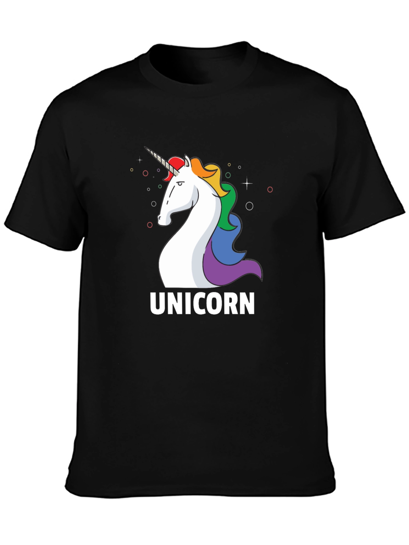 Black Unicorn Graphic Tee - Black Cotton Casual T-Shirt view 3