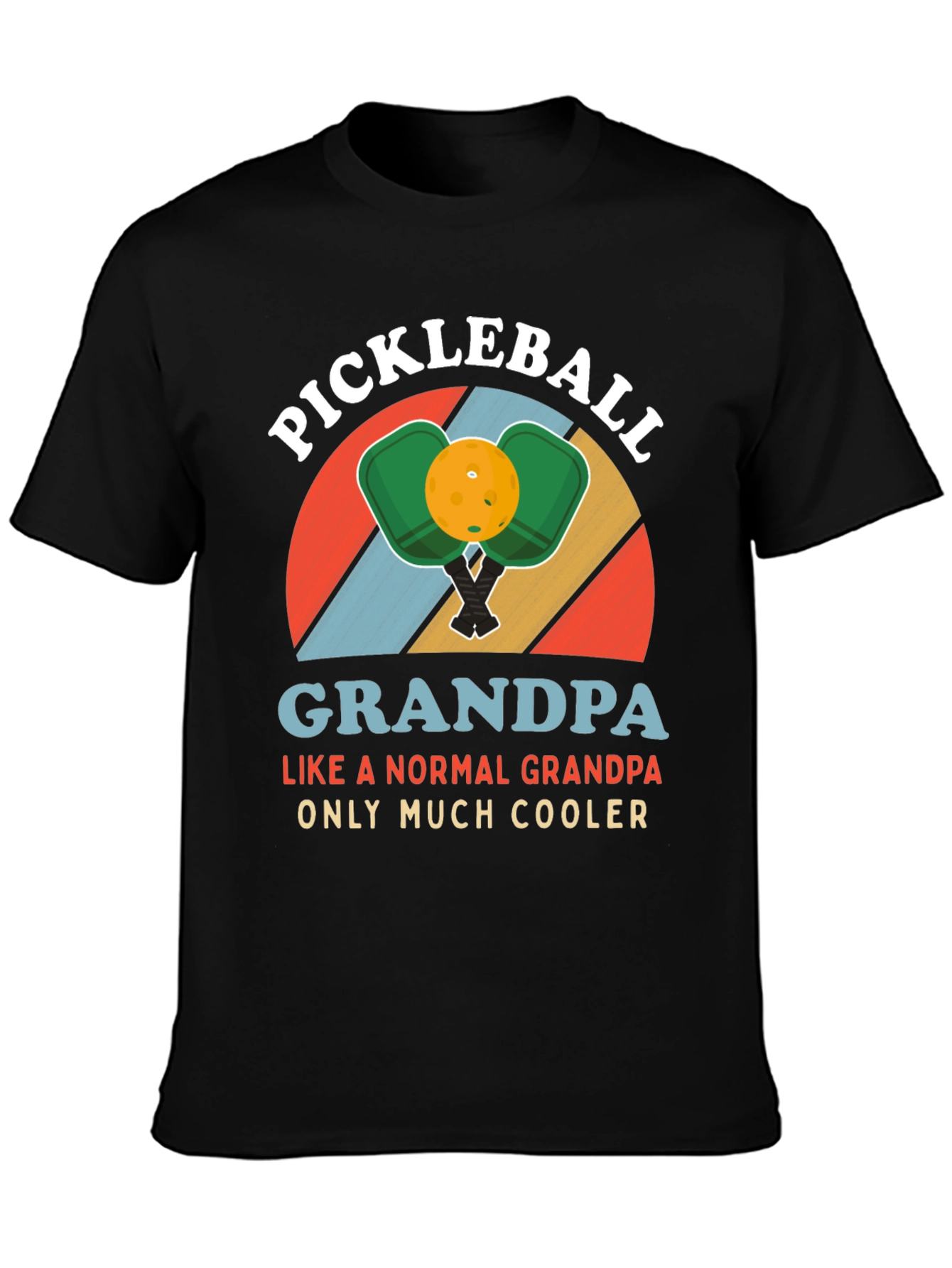 Black Pickleball Grandpa T-Shirt - Much Cooler Than Normal! view 3