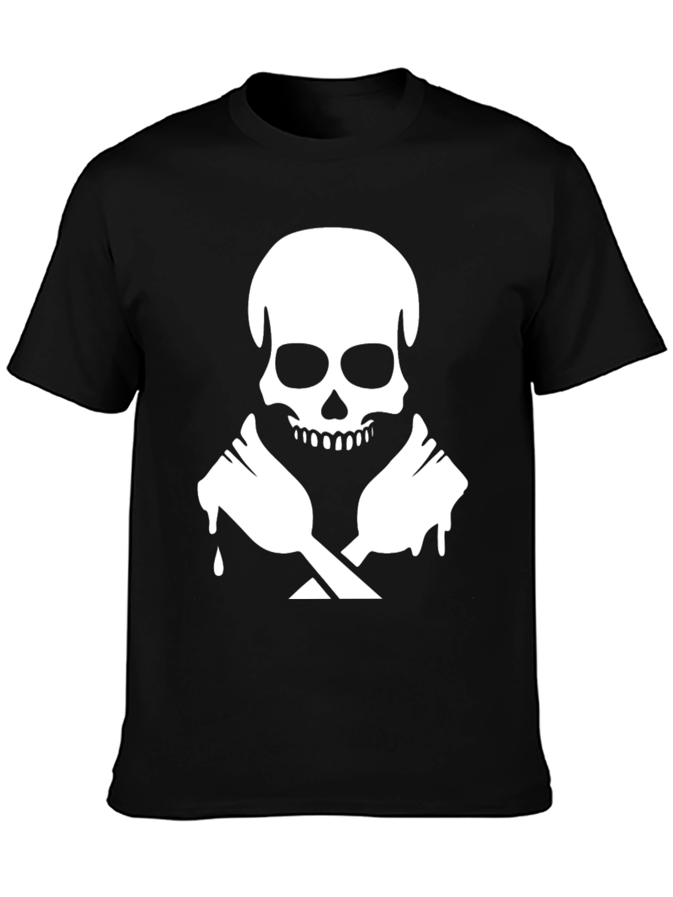Black Skull & Crossed Spoons Graphic T-Shirt view 3