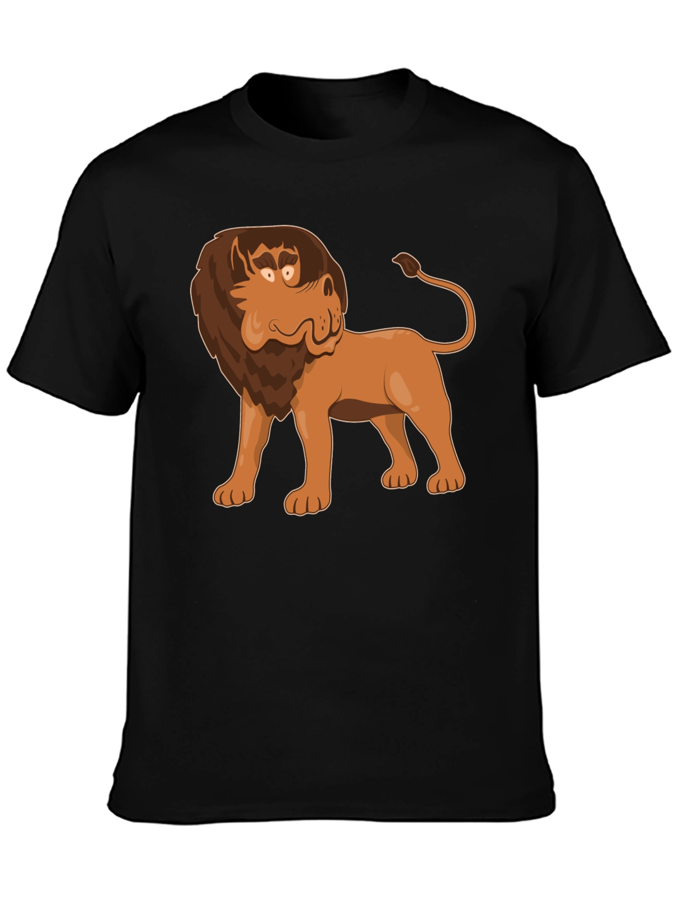 Black Cartoon Lion Graphic Tee - Black view 3