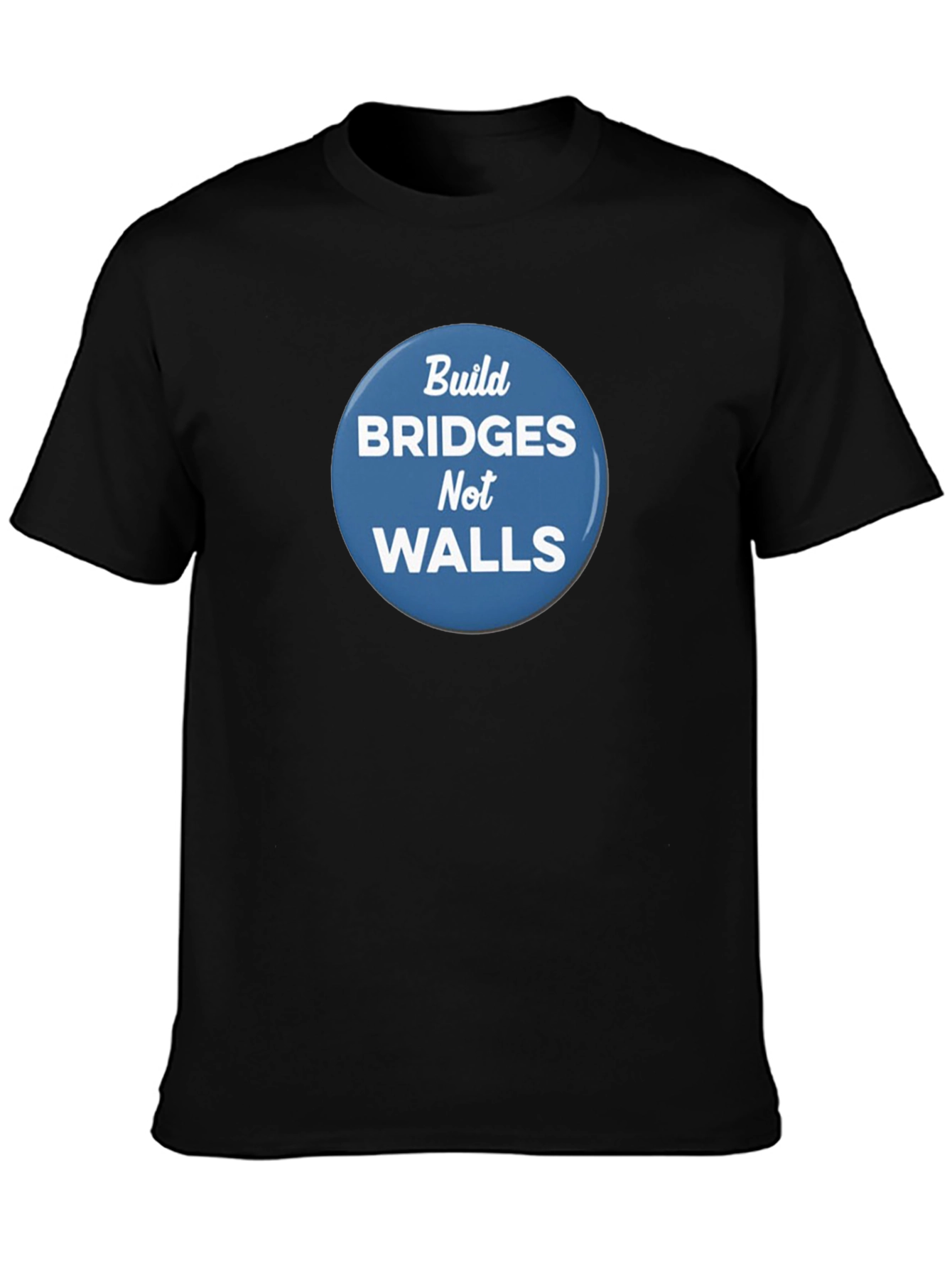 Black Build Bridges Not Walls Graphic Tee view 3