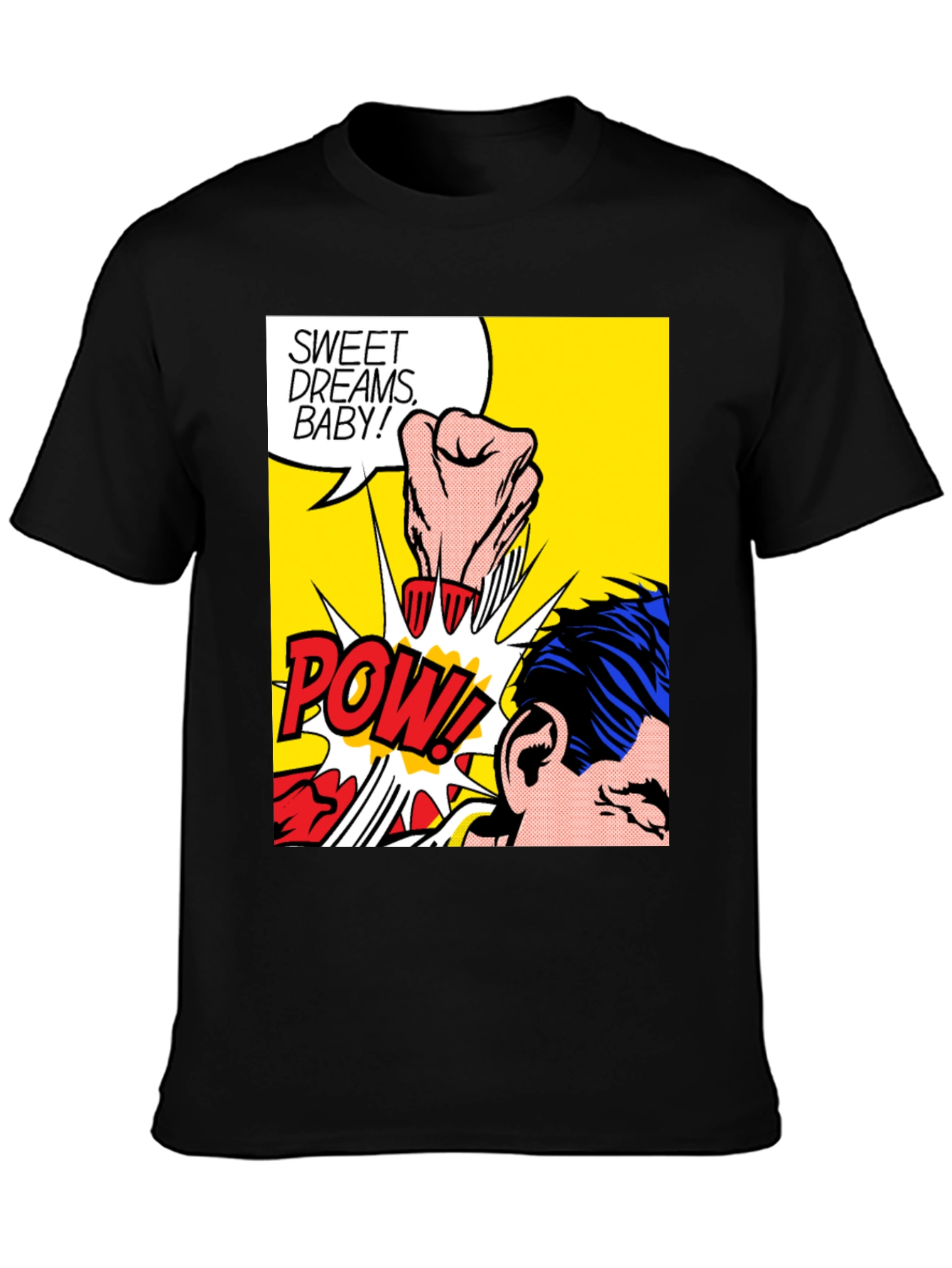 Black Pop Art Pow! Graphic T-Shirt view 3