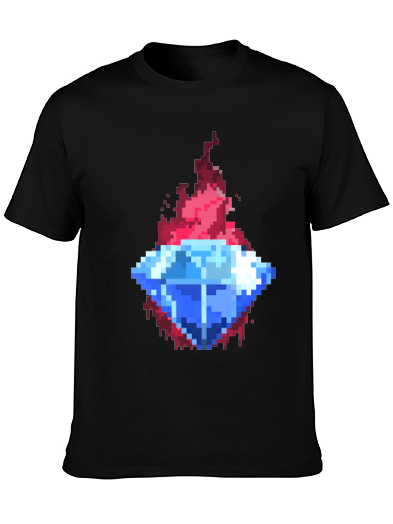 Black Pixel Art Diamond Tee - Retro Gaming Style view 3