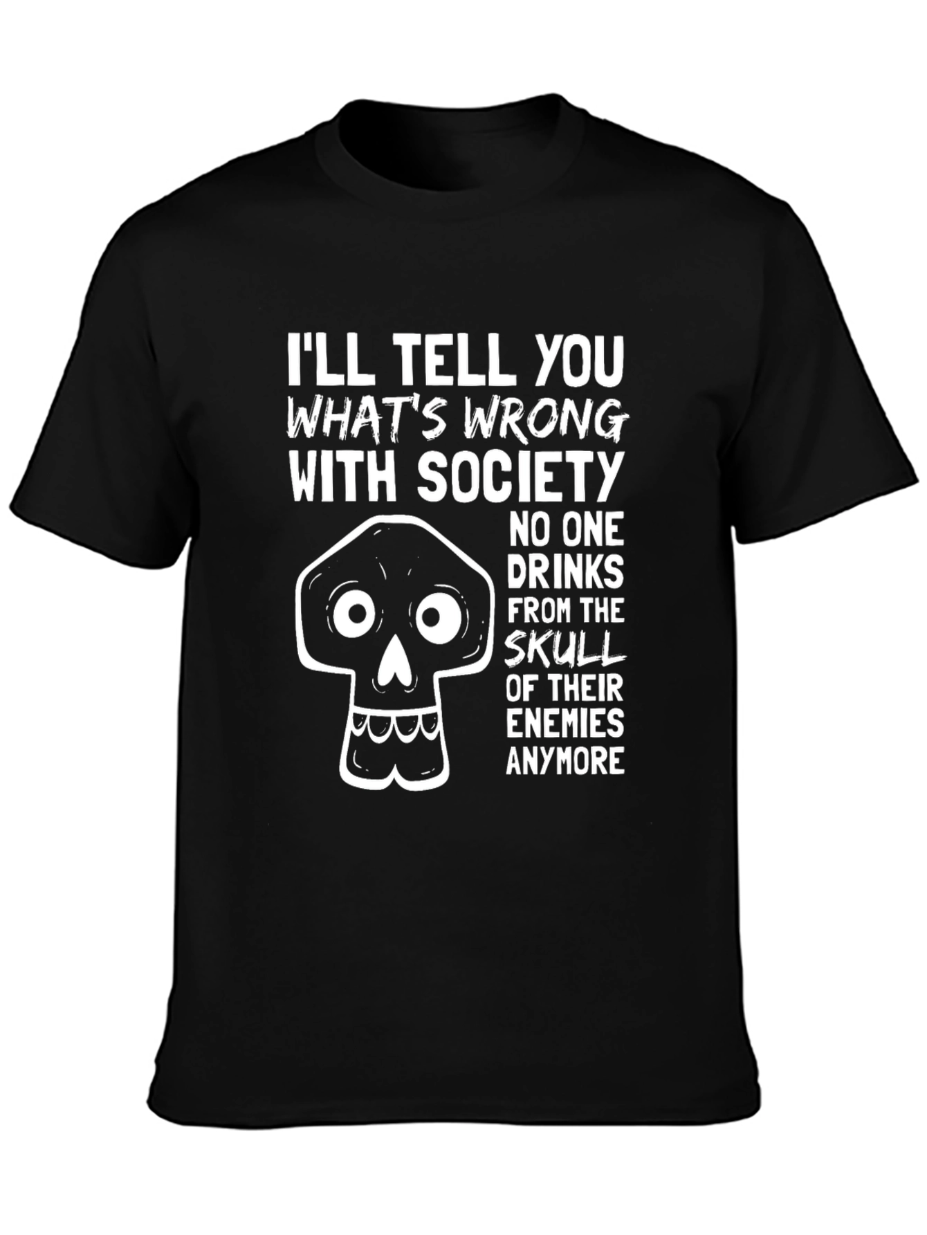 Black Skull Humor T-Shirt - Society's Woes Graphic Tee view 3