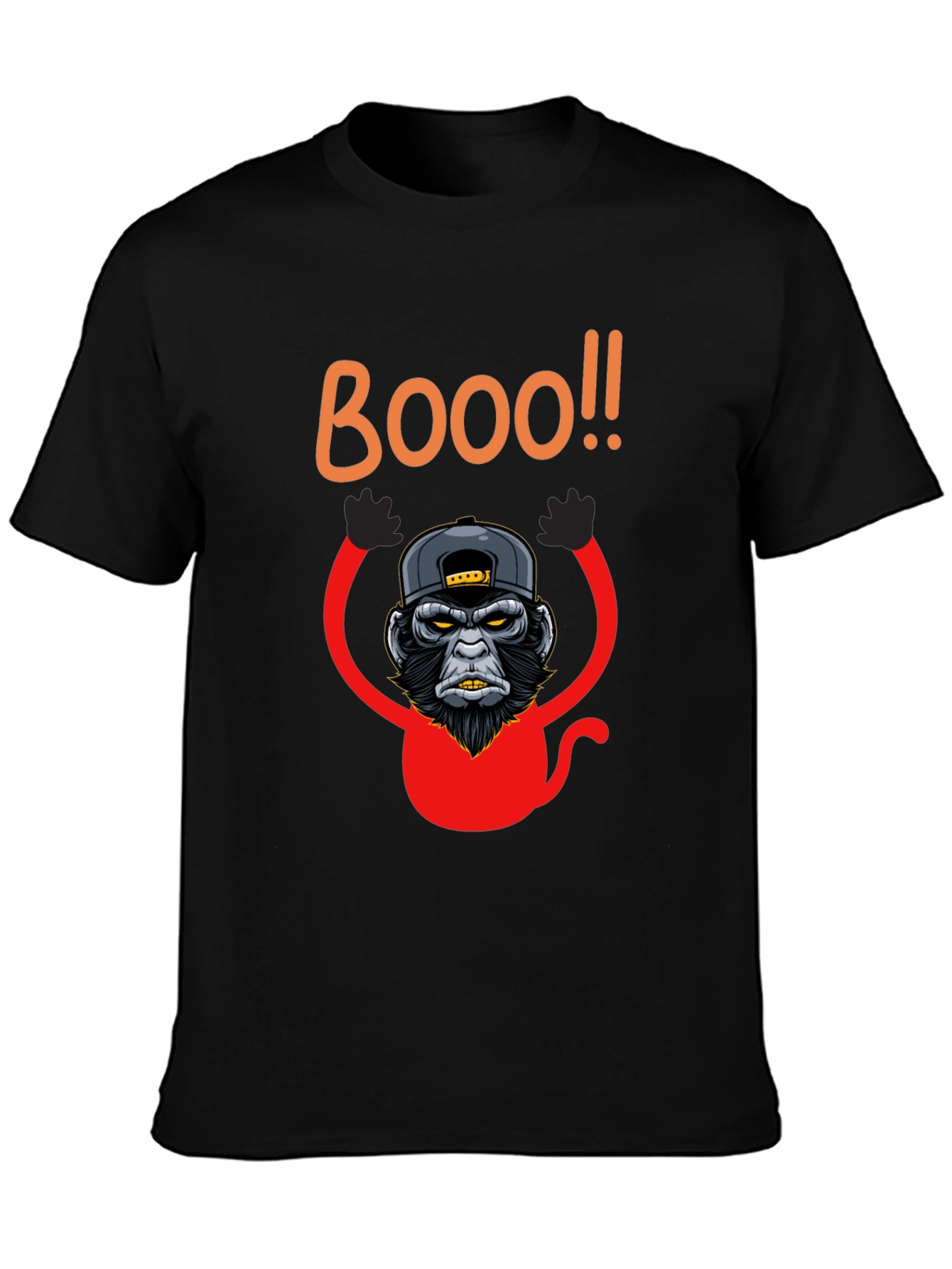Black Boo Monkey Graphic Tee - Black Crew Neck Shirt view 3