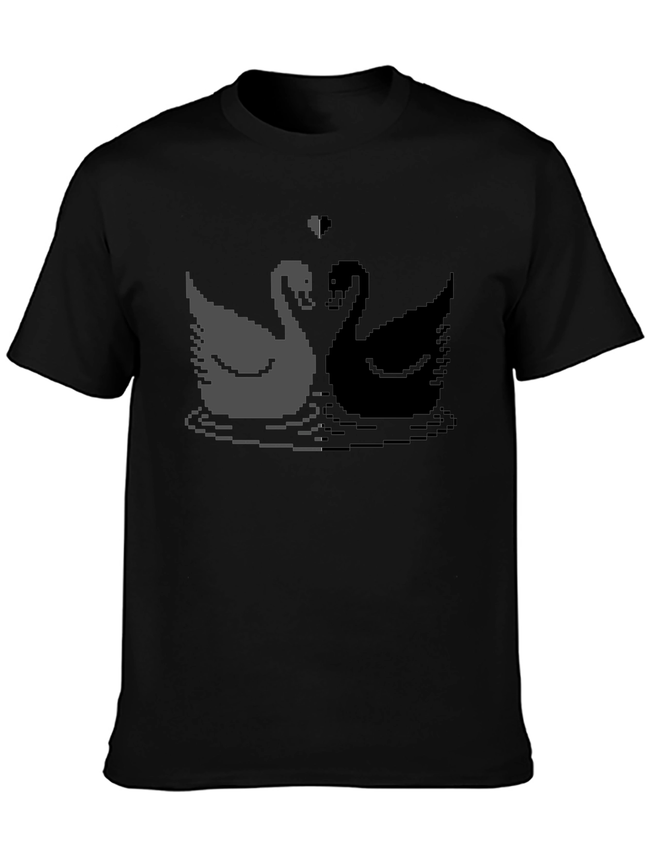 Black Pixel Swan Love T-Shirt - Black view 3