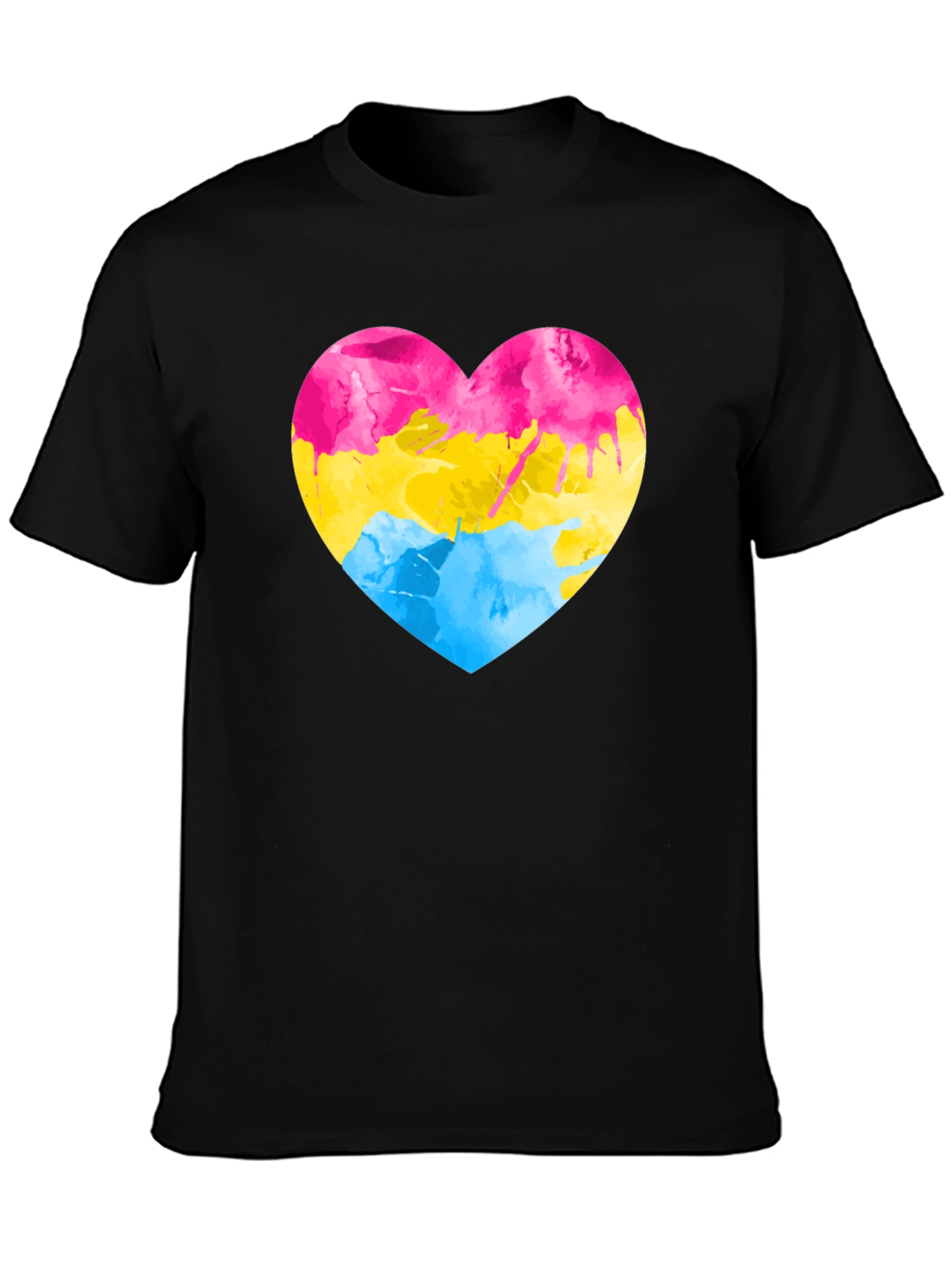 Black Pansexual Pride Heart T-Shirt - Black view 3
