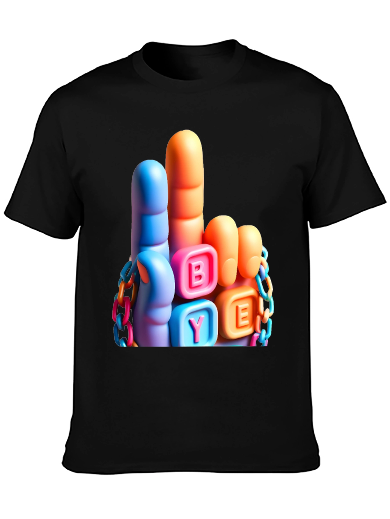 Black Funny BYE Middle Finger T-Shirt view 3