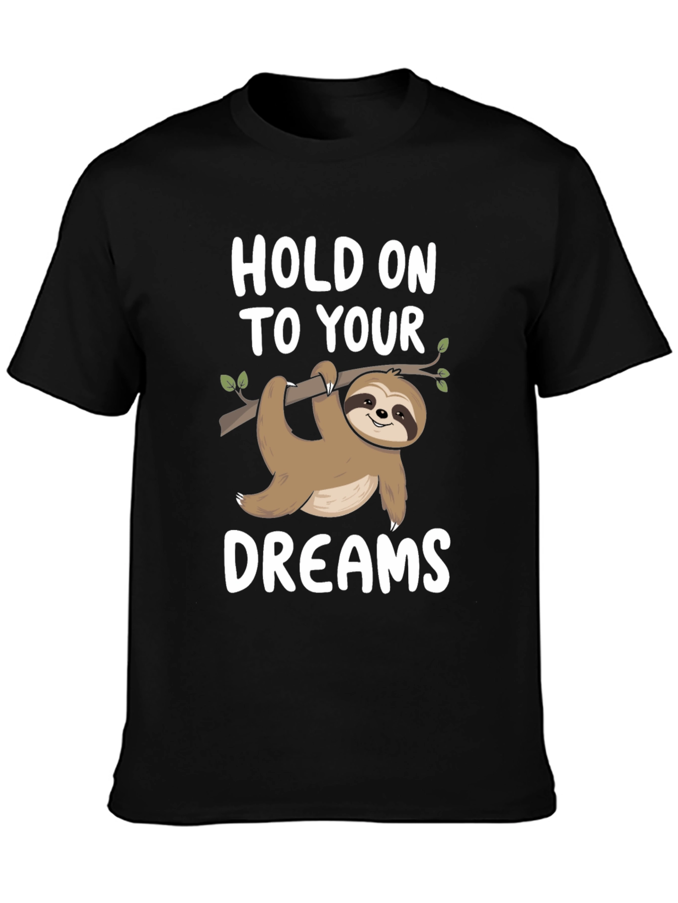 Black Hold On To Your Dreams Sloth Graphic Tee view 3
