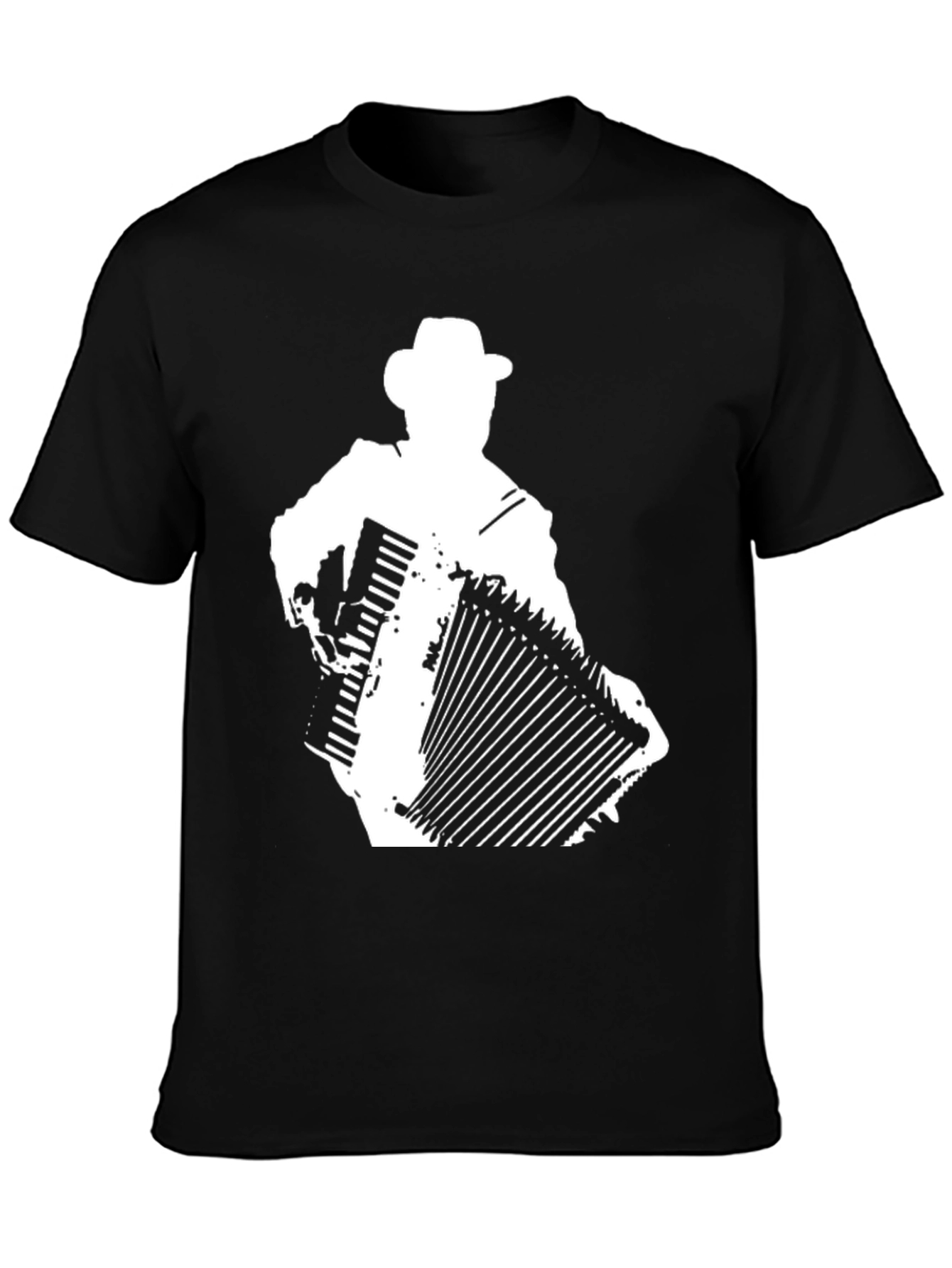Black Accordion Player Graphic Tee - Cool Musician Shirt view 3