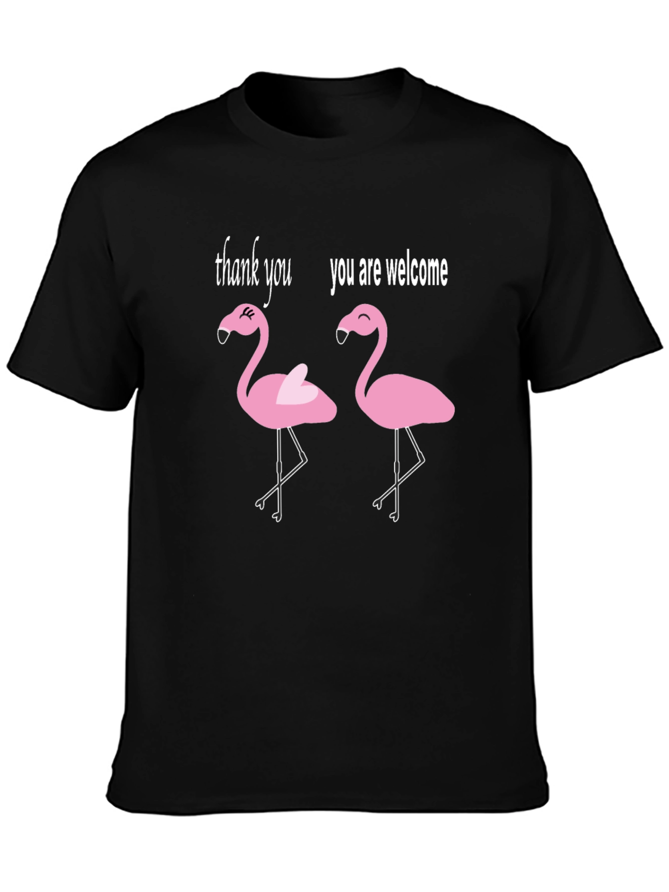 Black Funny Flamingo T-Shirt - Thank You You're Welcome Tee view 3