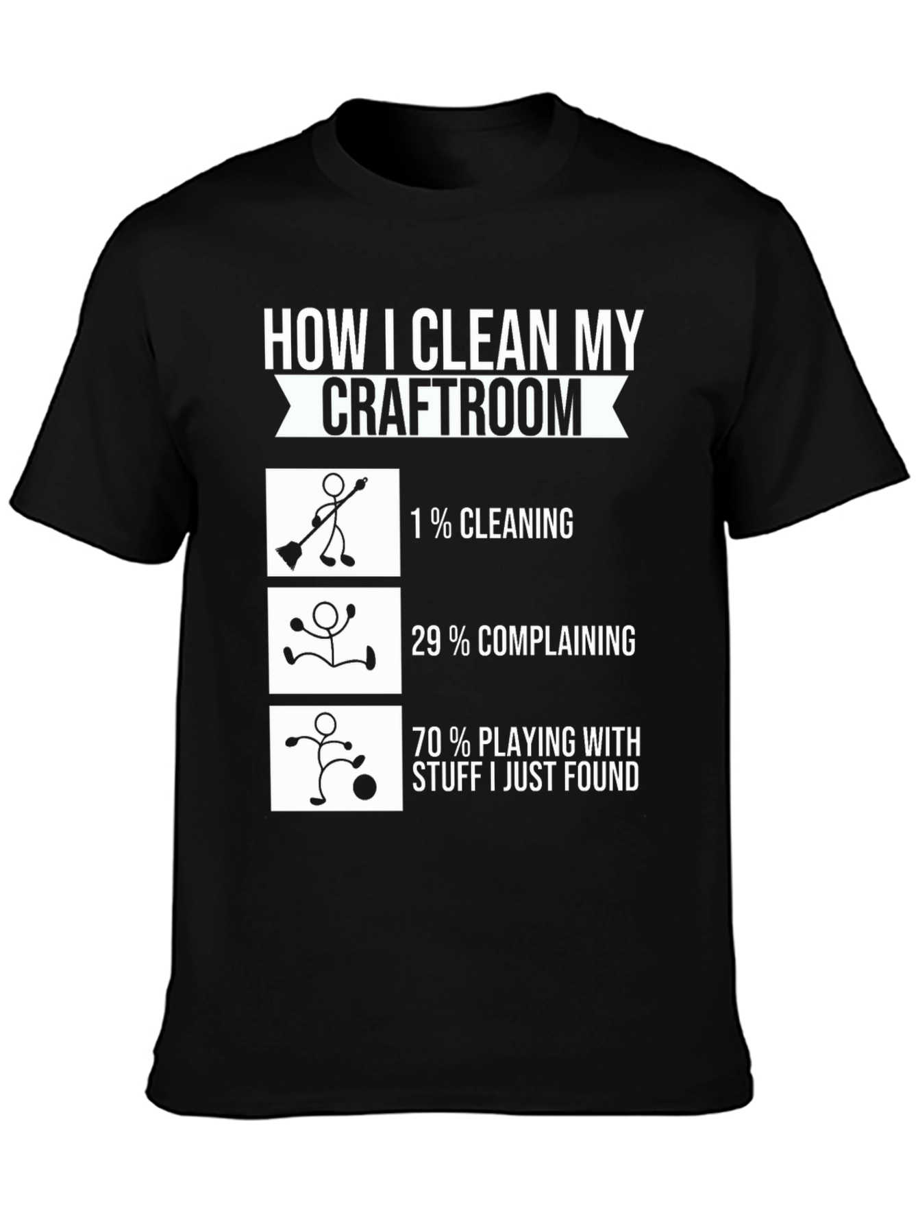 Black Funny Craft Room Cleaning T-Shirt view 3