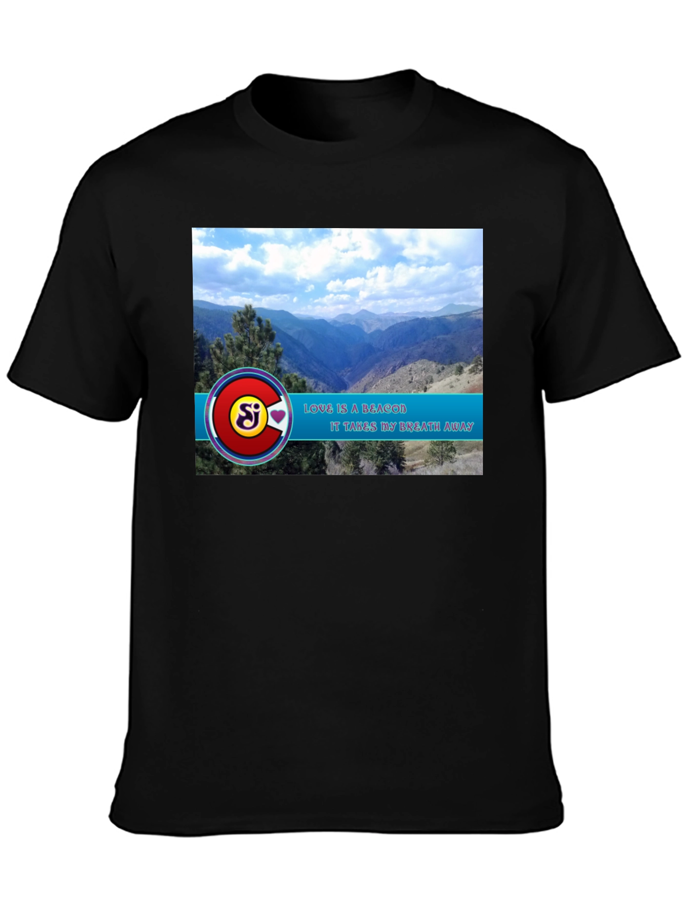 Black Scenic Mountain View Graphic Tee view 3