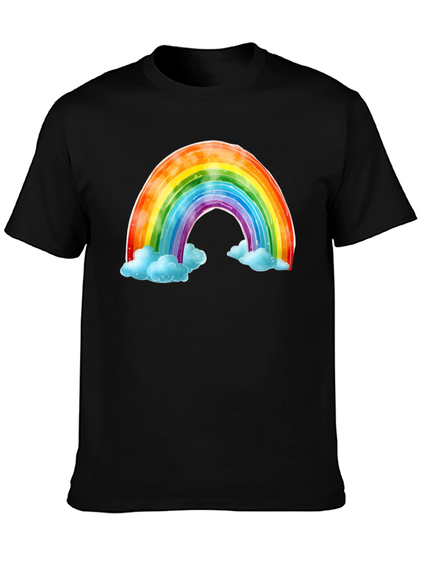 Black Rainbow & Cloud Graphic Tee - Soft Cotton Comfort view 3