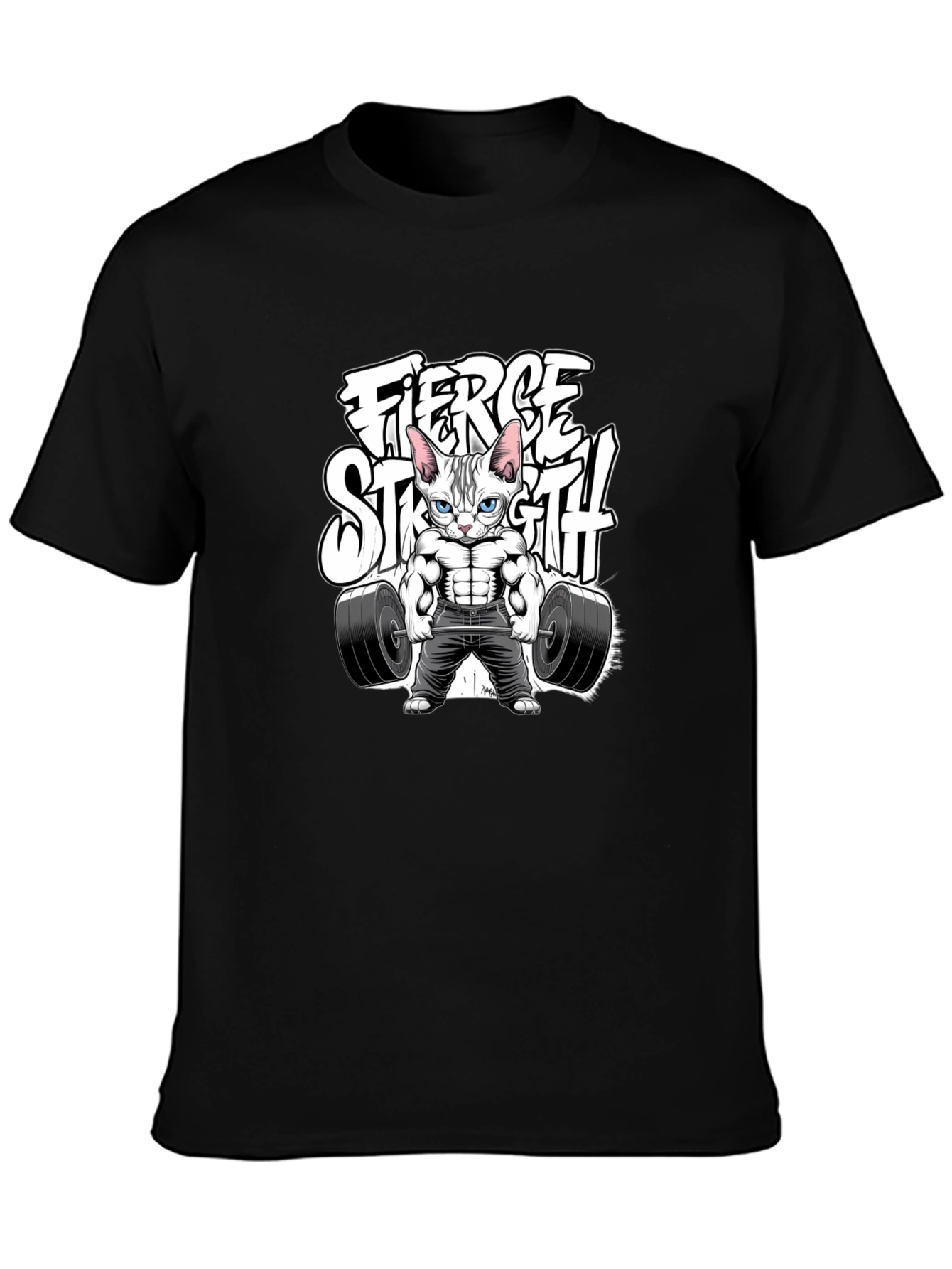Fierce Strength Cat T-Shirt - Gym Humor Tee - 3