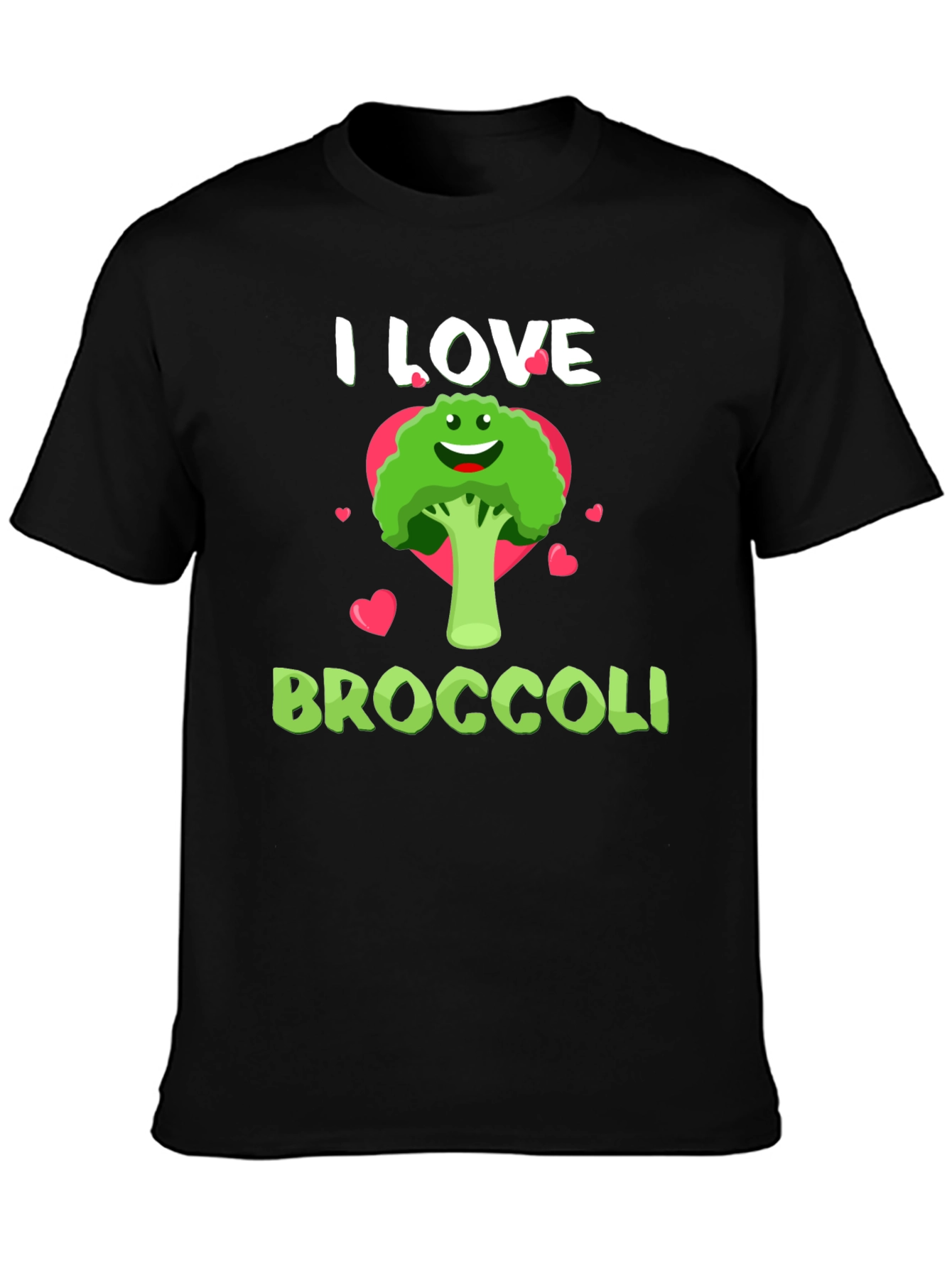Black I Love Broccoli T-Shirt - Funny Vegan Tee view 3