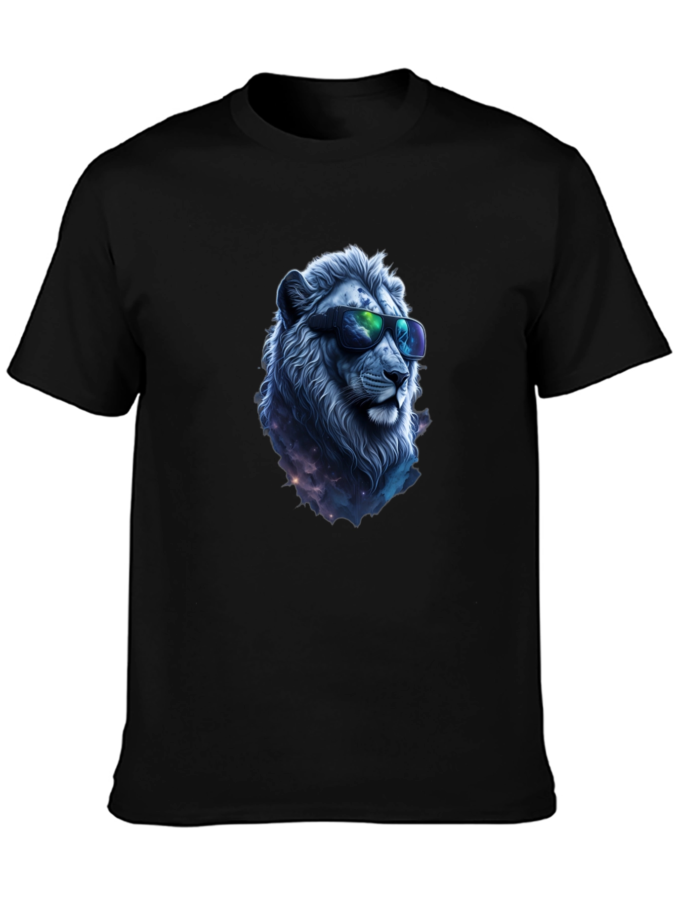 Black Cool Lion Graphic Tee - Black Casual T-Shirt view 3