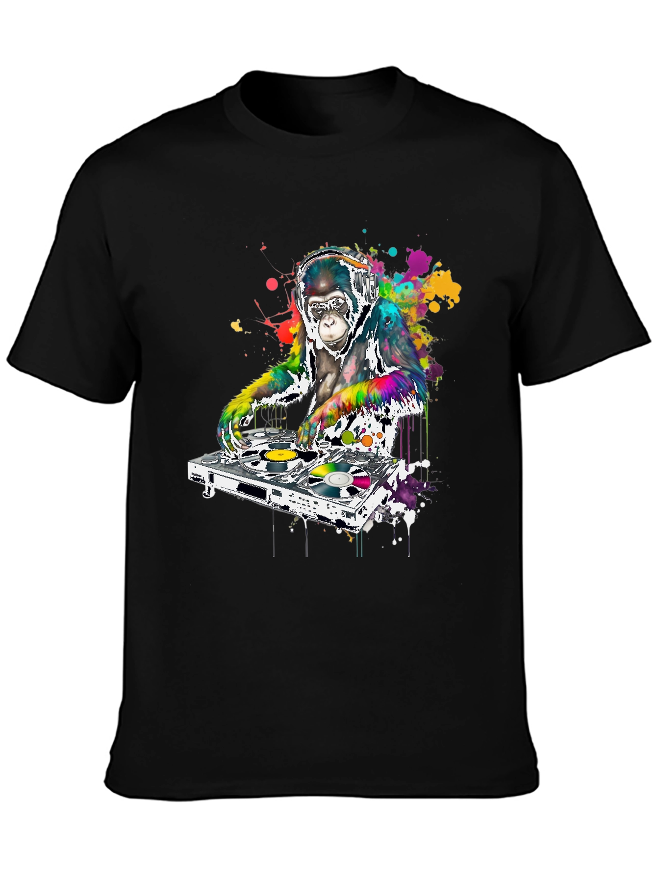 Black DJ Monkey Graphic T-Shirt view 3