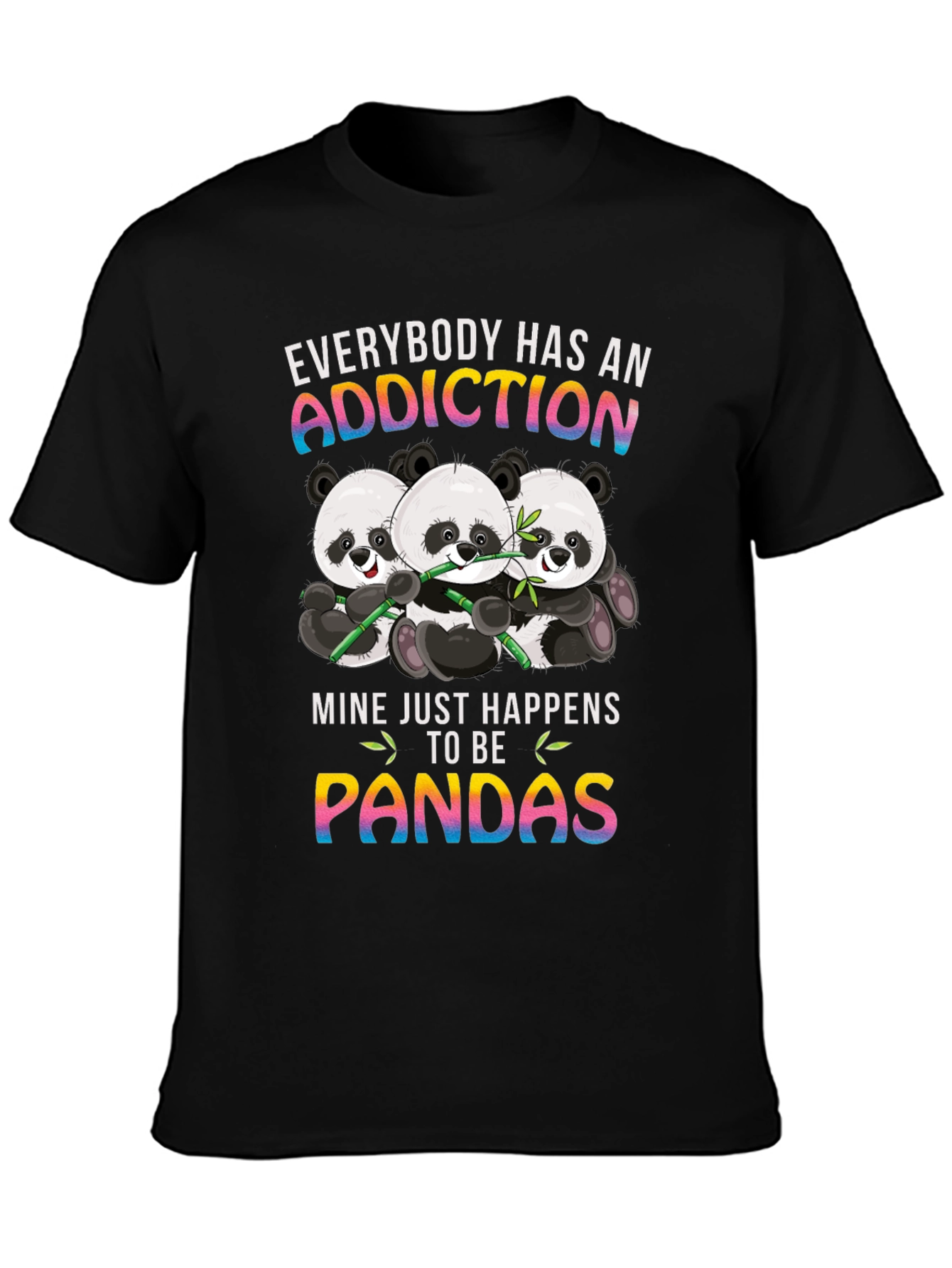 Black Panda Addiction Graphic T-Shirt - Unisex view 3