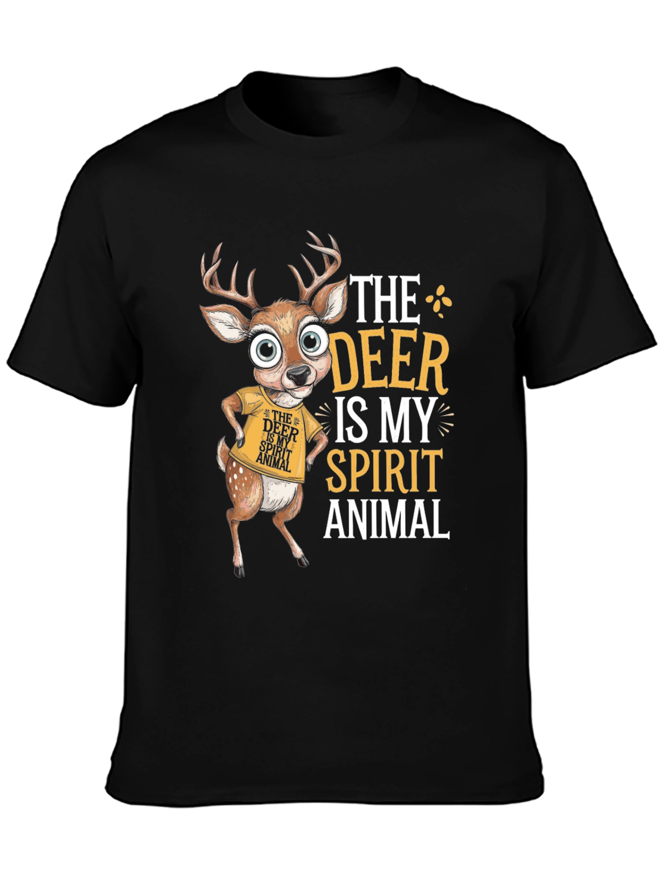 Black Deer Spirit Animal Graphic T-Shirt - Funny Deer Lover Tee view 3
