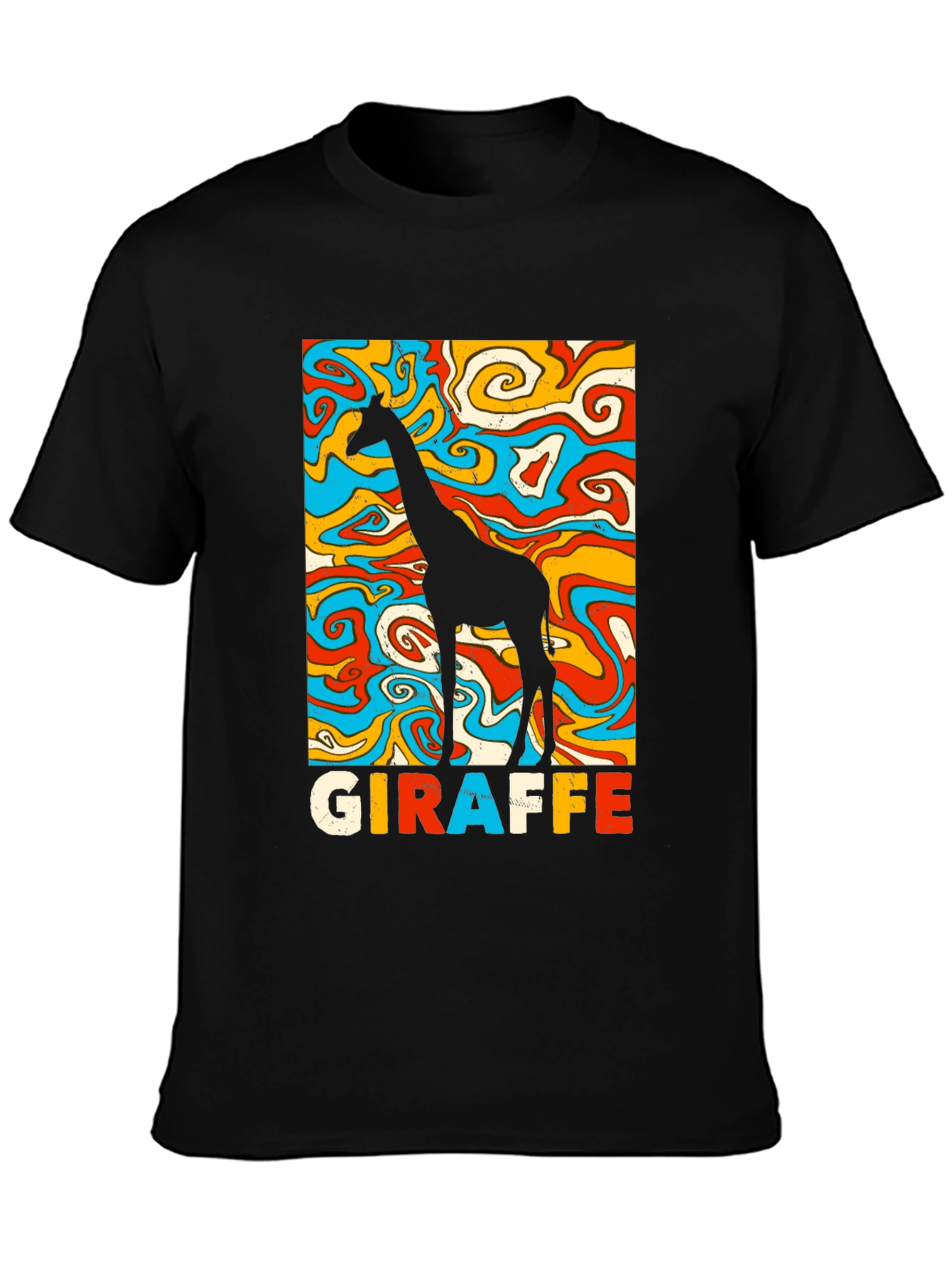 Black Groovy Giraffe Graphic Tee - Retro Style view 3
