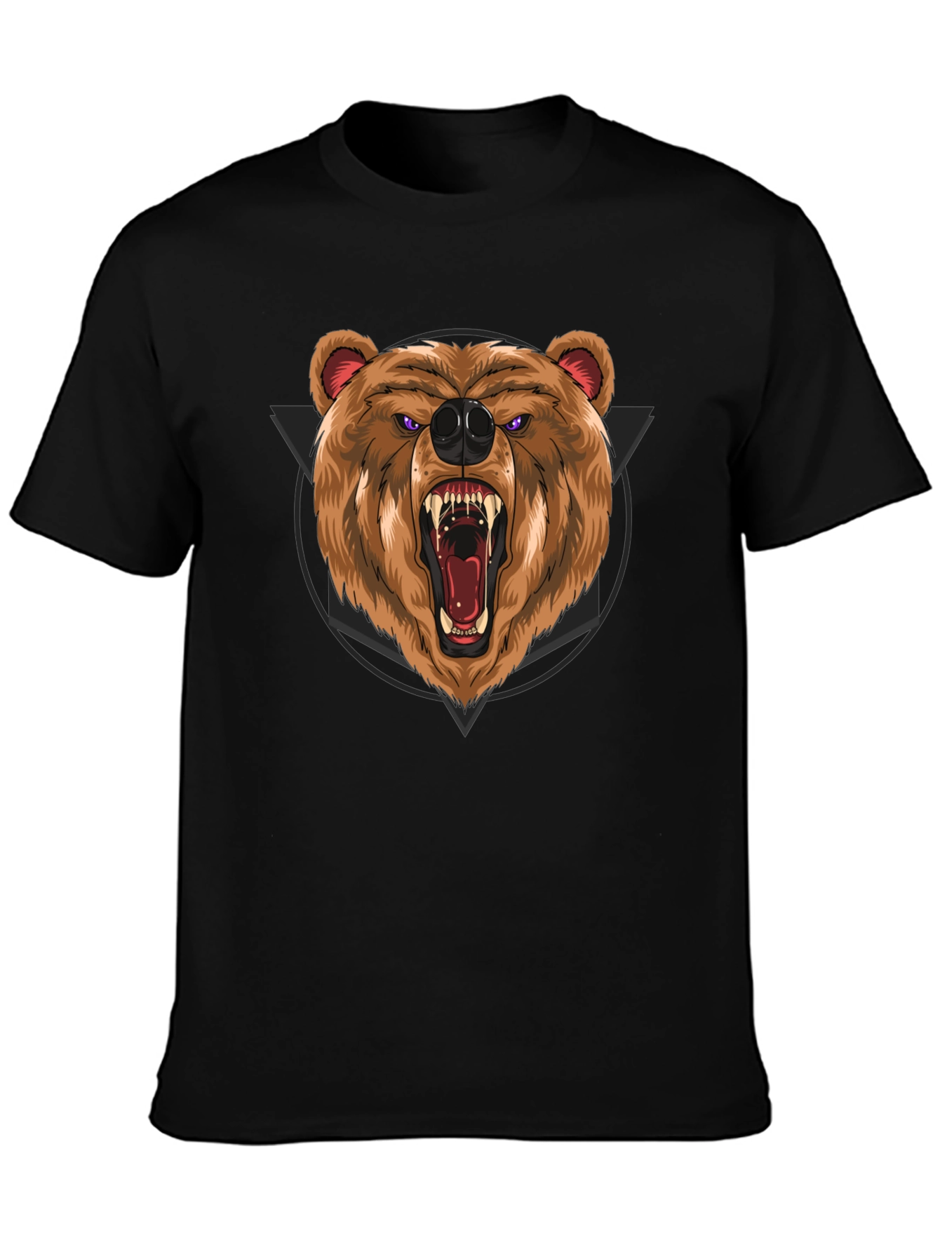 Black Roaring Bear Graphic Black T-Shirt view 3