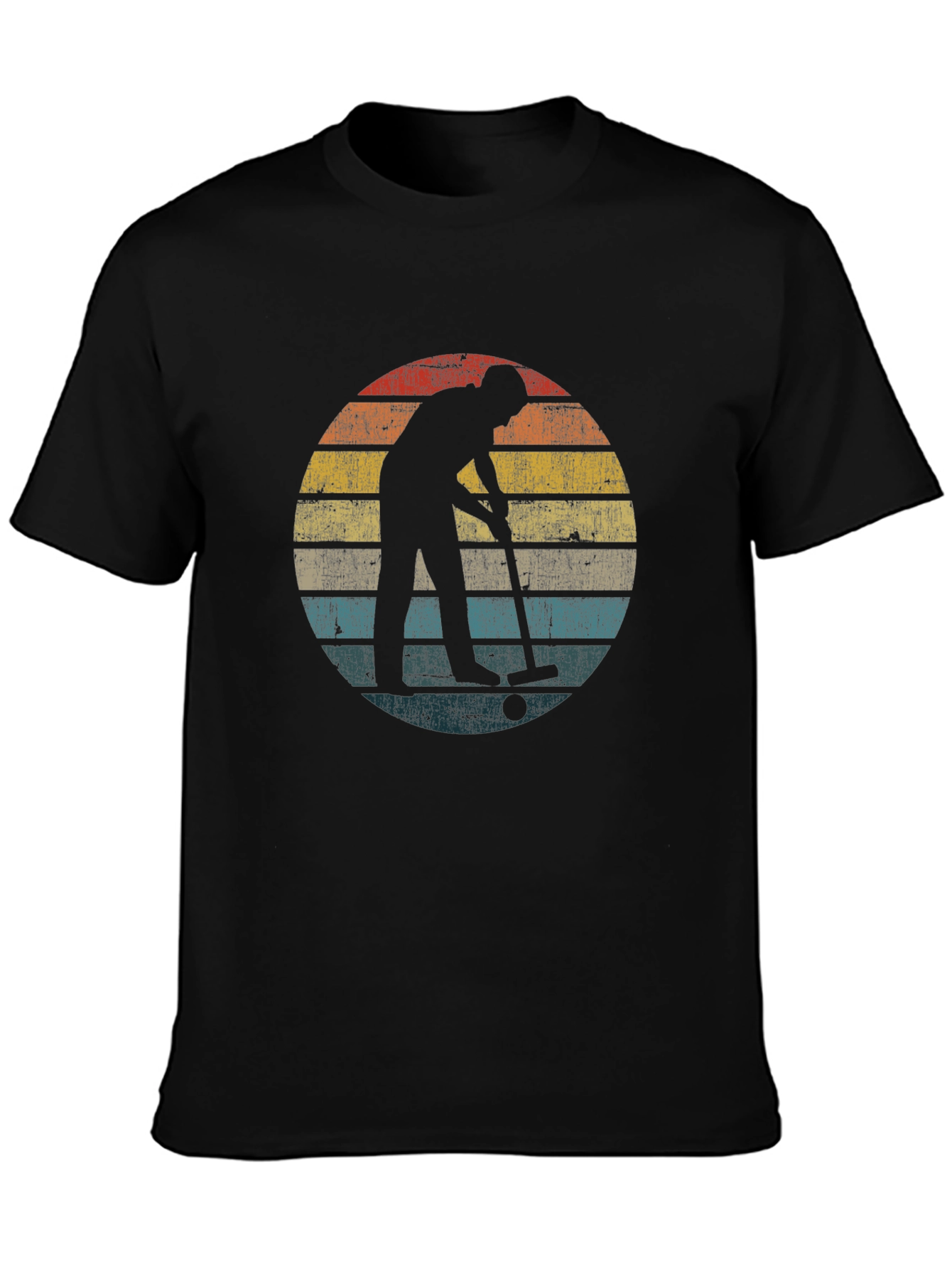 Black Vintage Hockey Player Silhouette T-Shirt - Retro Style view 3